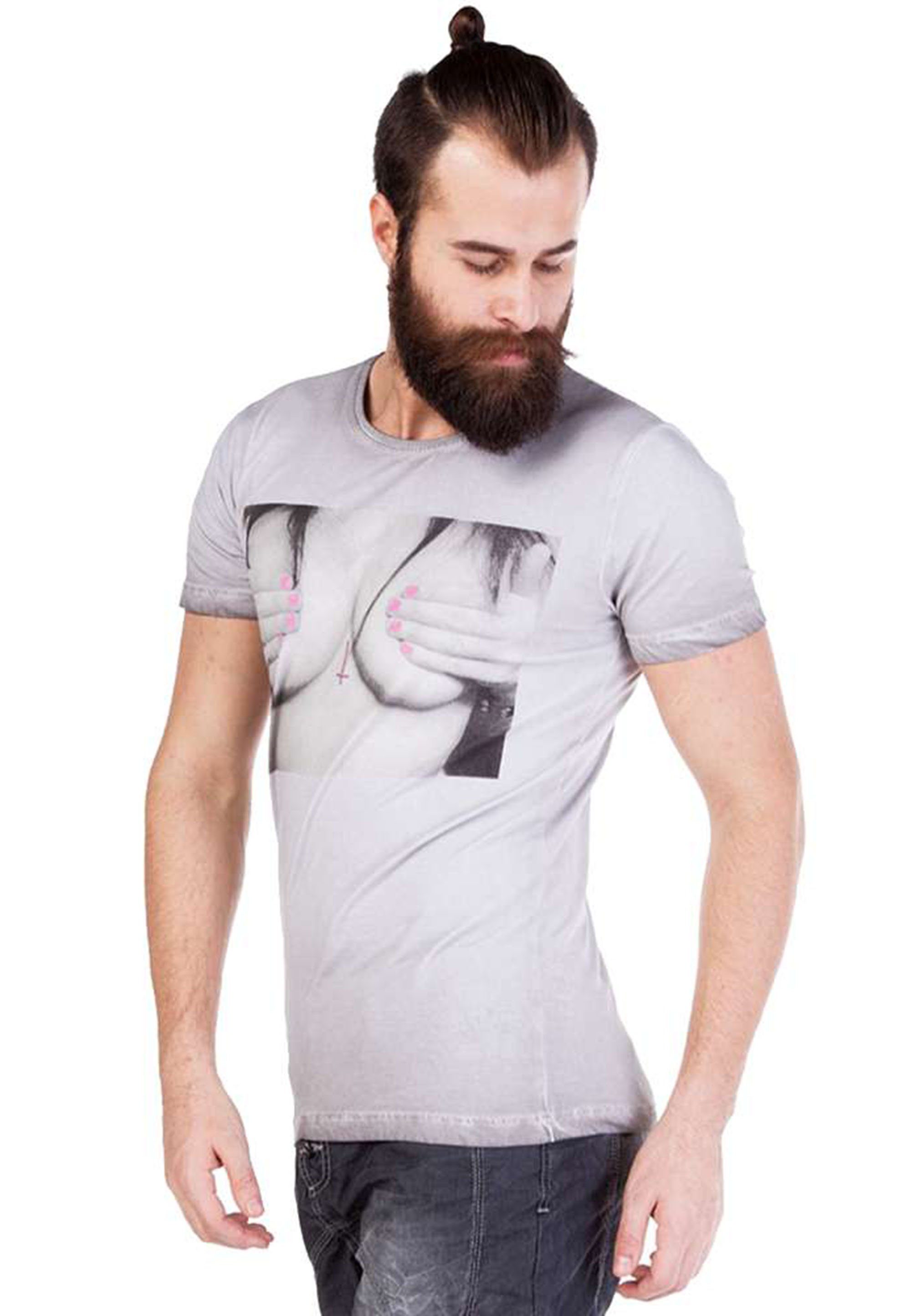 mit & T-Shirt Frontprint trendigem Baxx Cipo