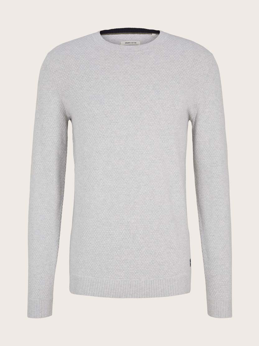 TOM TAILOR Sweatshirt Basic Structure Sweater (1-tlg) Light Stone Grey 15398