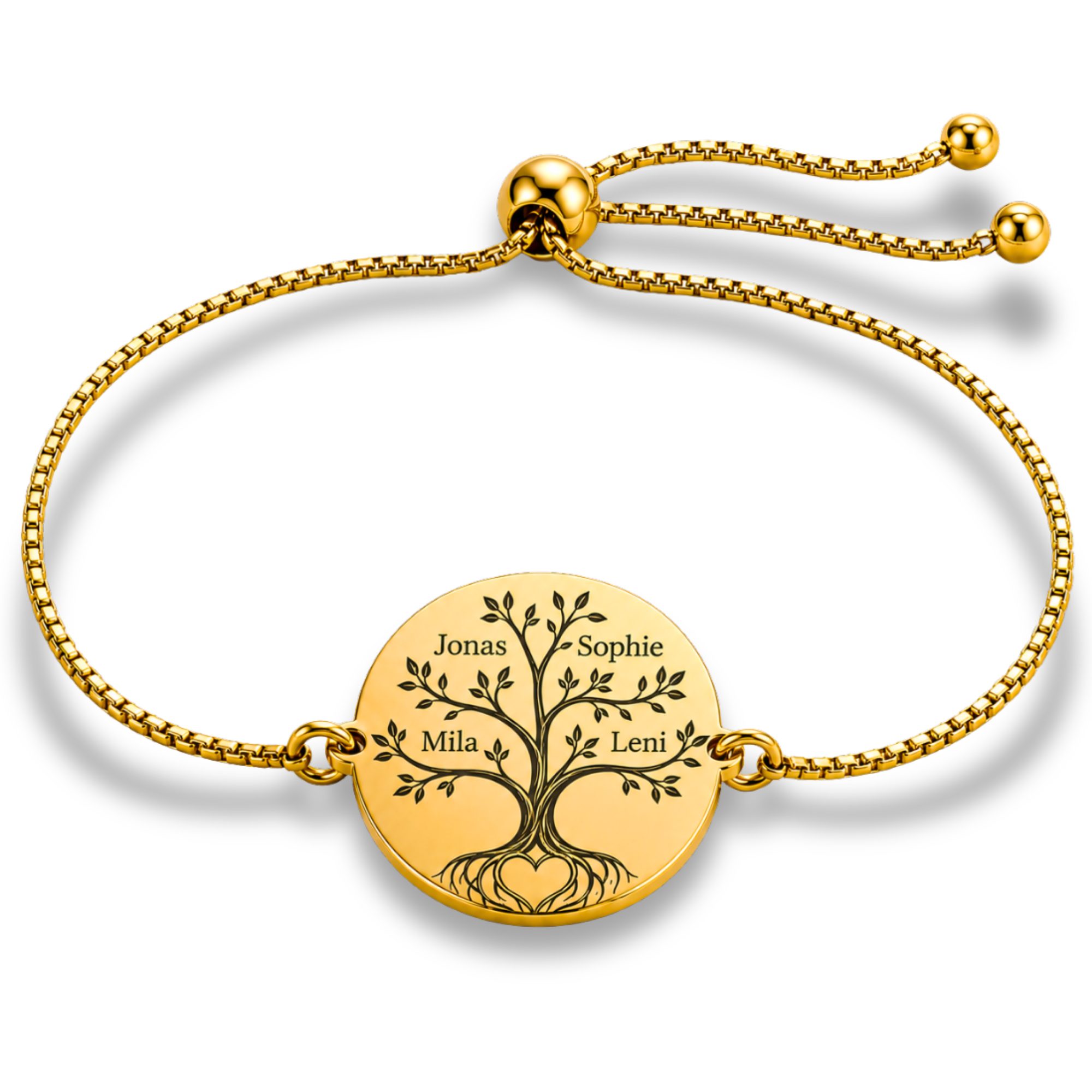 BS Schmuckdesign Armband mit Gravur Personalisiertes Familienarmband mit Lebensbaum Gravur Namen für Damen (1-tlg., personalisiert)