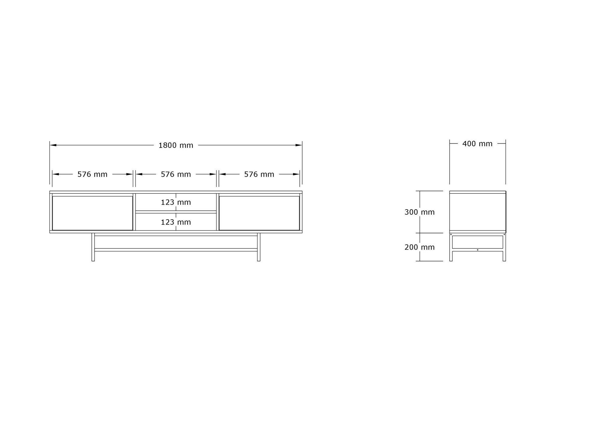 Melaminbeschichtete 50x180x40 Schränke, cm, Decor TV-Schrank Partikelplatte Skye 100%