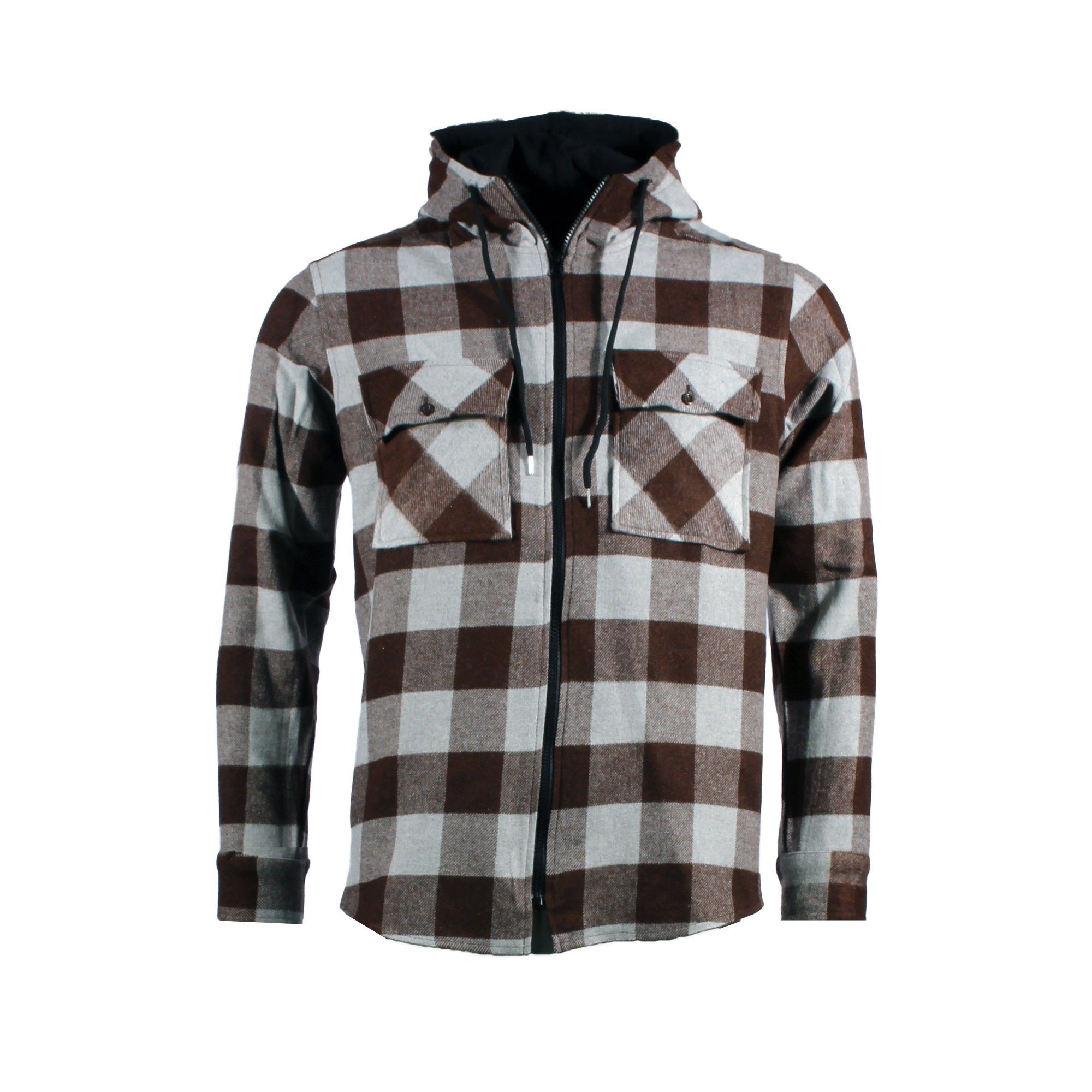 Produktbild von Fleece Hemd Herren Karierte Vintage Freizeithemd Puffer Herren Hemden Cordhemd Herren Kapuzenpullover Button Jacket Kapuzenjacke Slim Fit Wollmantel Lederjacke Herren Winter Karojacke Overshirt