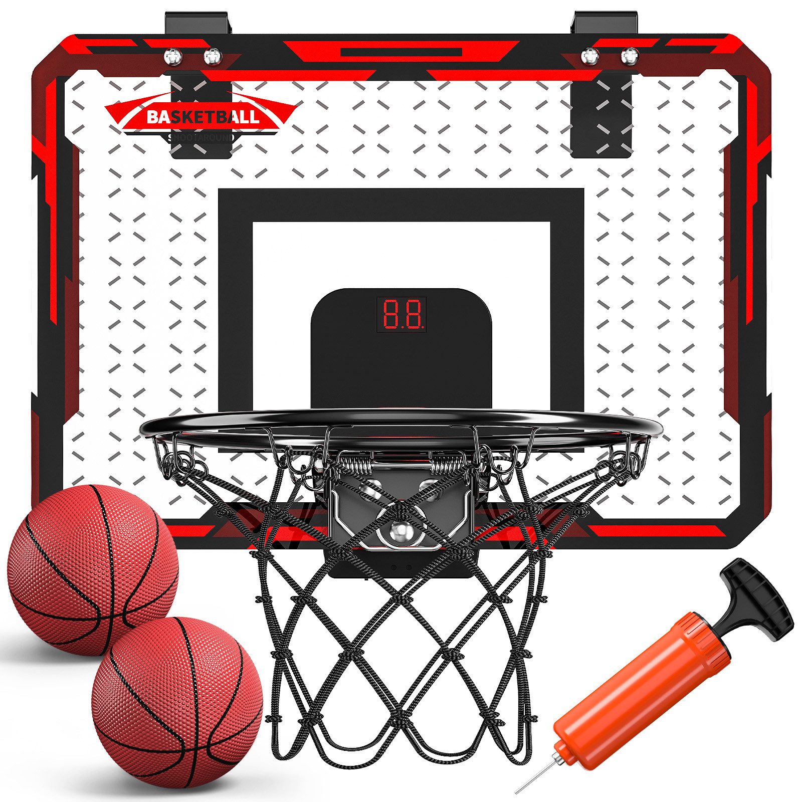 TEMI Wasserbahn Mini Basketballbrett mit Anzeigetafel, (Set, 2-tlg., mit 2 Mini Ball, 1 Pumpe), Mini Basketball Reifen mit 2 Bällen, Basketball Spielzeug