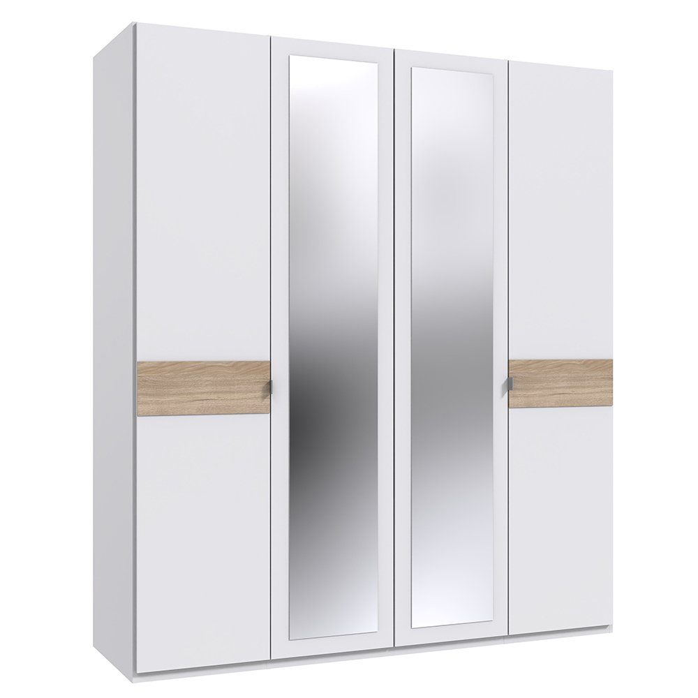 Lomadox Kleiderschrank BRADFORD-43 4 Türen, mit weiß 180 cm breit, Eiche