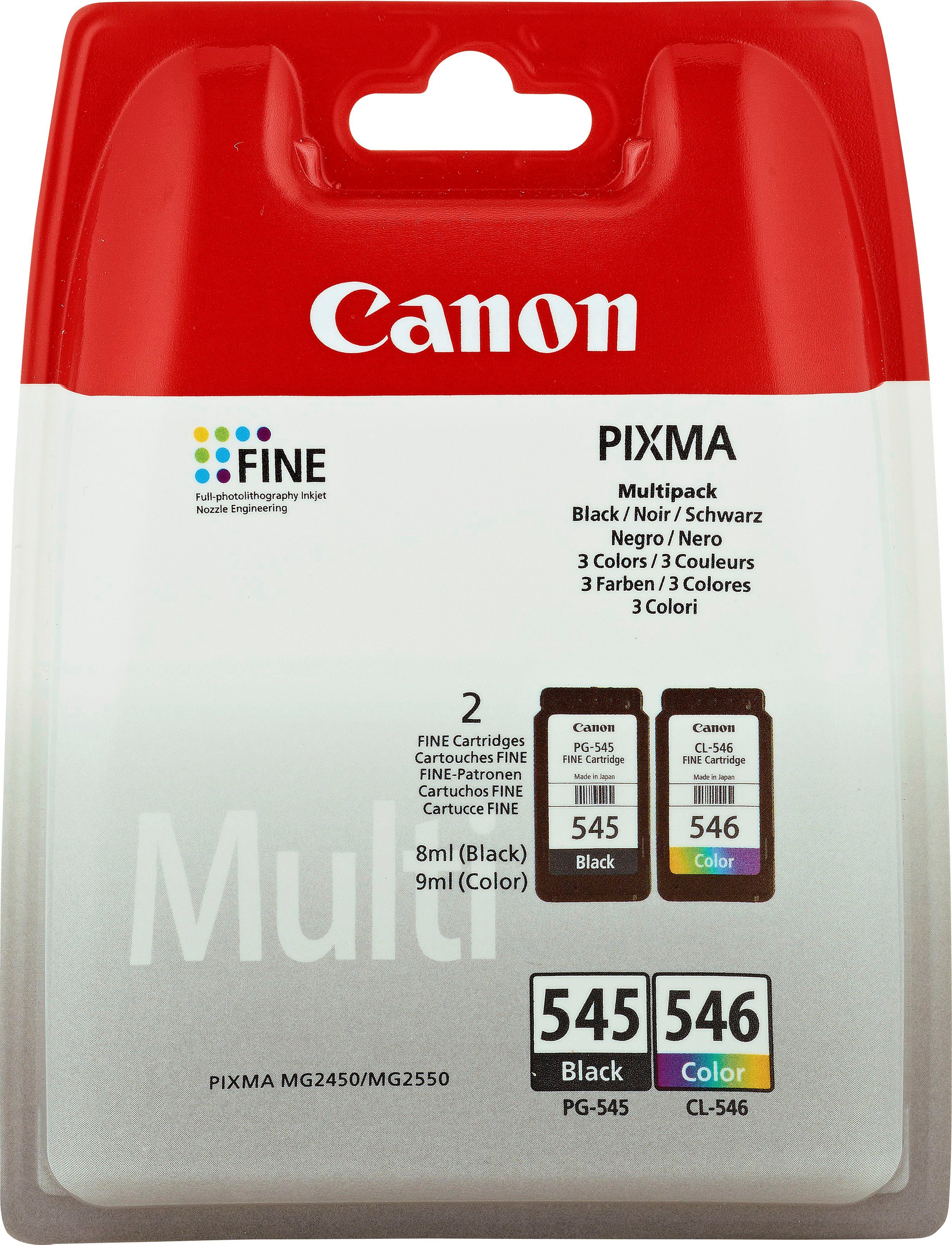 Canon PG-545/CL-546 MULTIPACK Tintenpatrone (Spar-Set, original  Druckerpatrone 545 schwarz 546 cyan/magenta/yellow), Original Canon-Markenpatrone  für beste Druckergebnisse