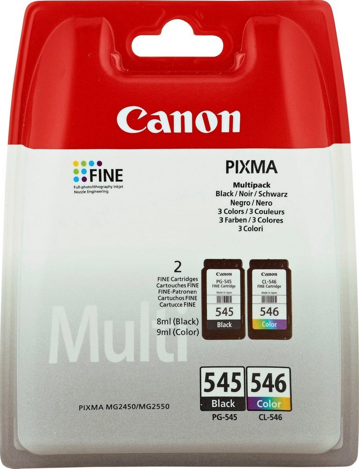 Canon PG-545/CL-546 MULTIPACK Tintenpatrone (Spar-Set, original  Druckerpatrone 545 schwarz 546 cyan/magenta/yellow), Original Canon-Markenpatrone  für beste Druckergebnisse