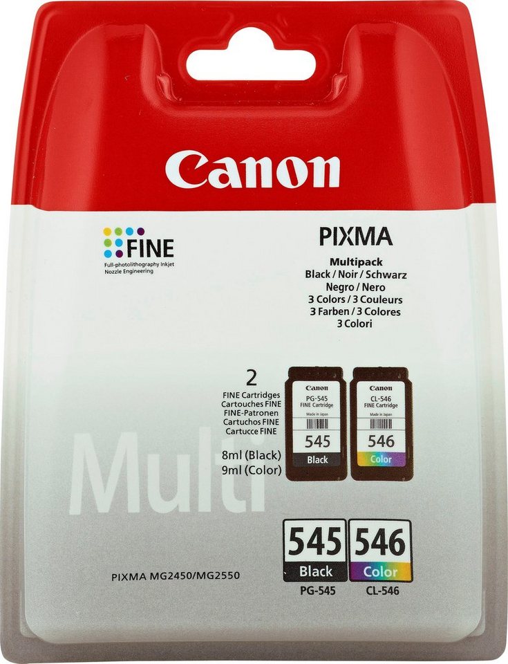 für 546 Canon cyan/magenta/yellow), Druckerpatrone MULTIPACK Tintenpatrone (Spar-Set, 545 beste Druckergebnisse PG-545/CL-546 Original original schwarz Canon-Markenpatrone