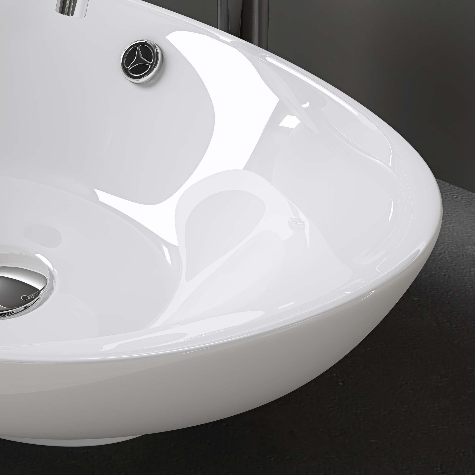 doporro Waschbecken Aufsatzwaschbecken Waschtisch Oval Waschschale Keramik Br818, Nano-Versiegelung – Bild 5 von 5
