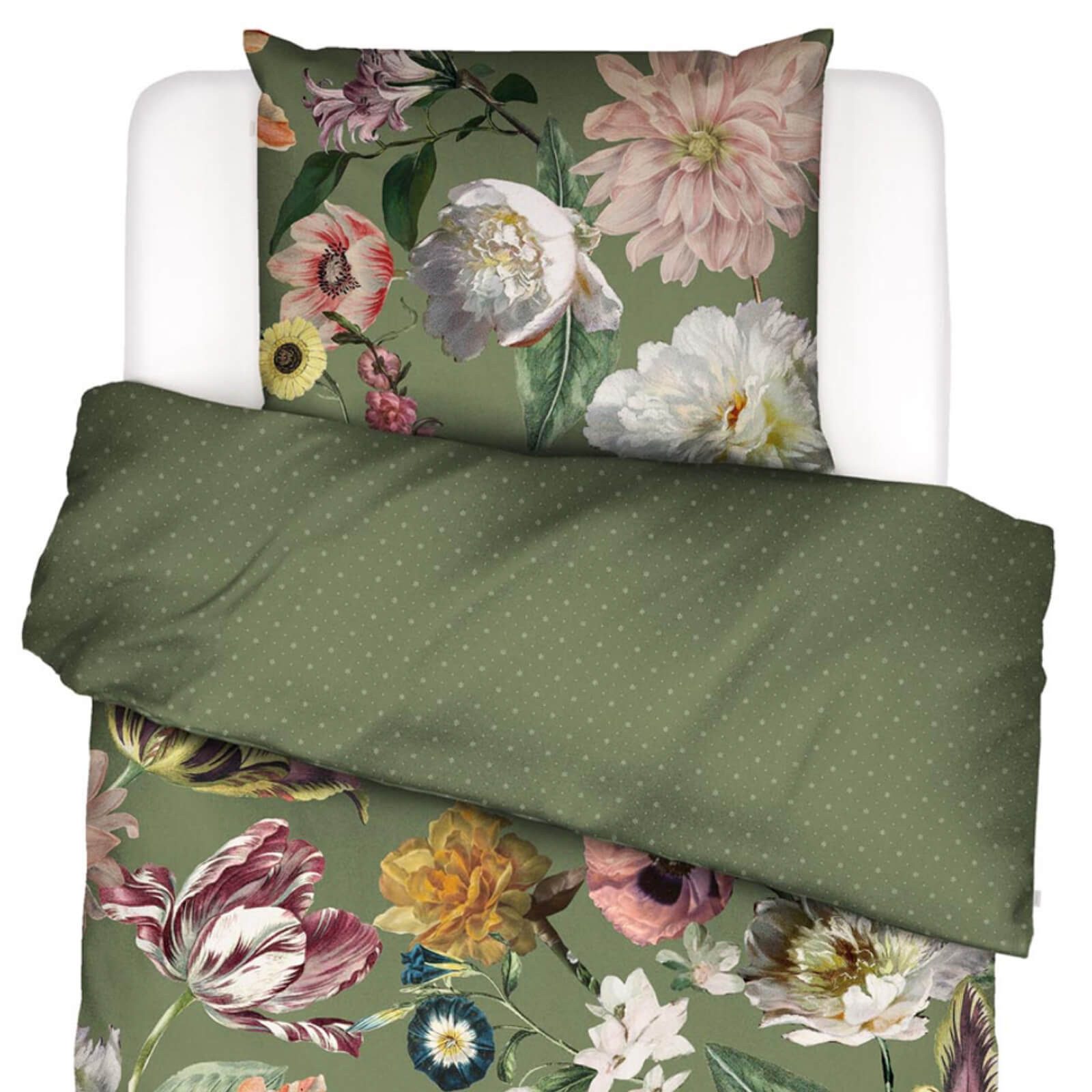 Essenza Bettwäsche Filou Forest Green Satin, Satin, 2 teilig, Blumen, Rosen günstig online kaufen