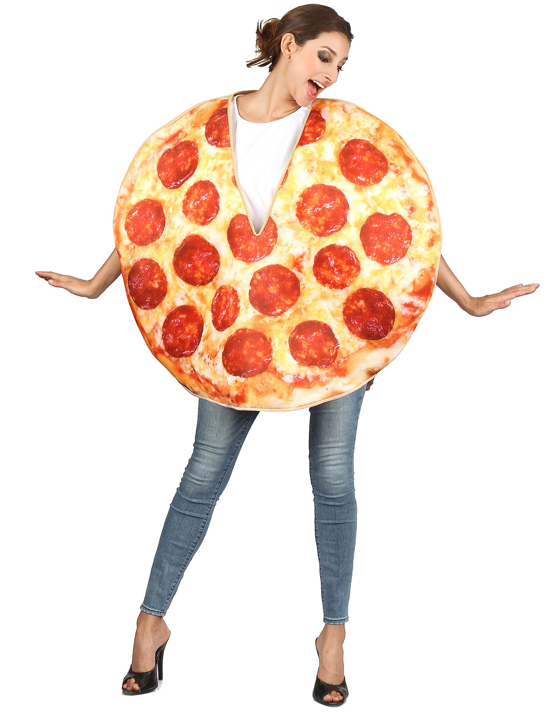 Kostüm Pizza-Kostüm Lebensmittel-Kostüm gelb-rot