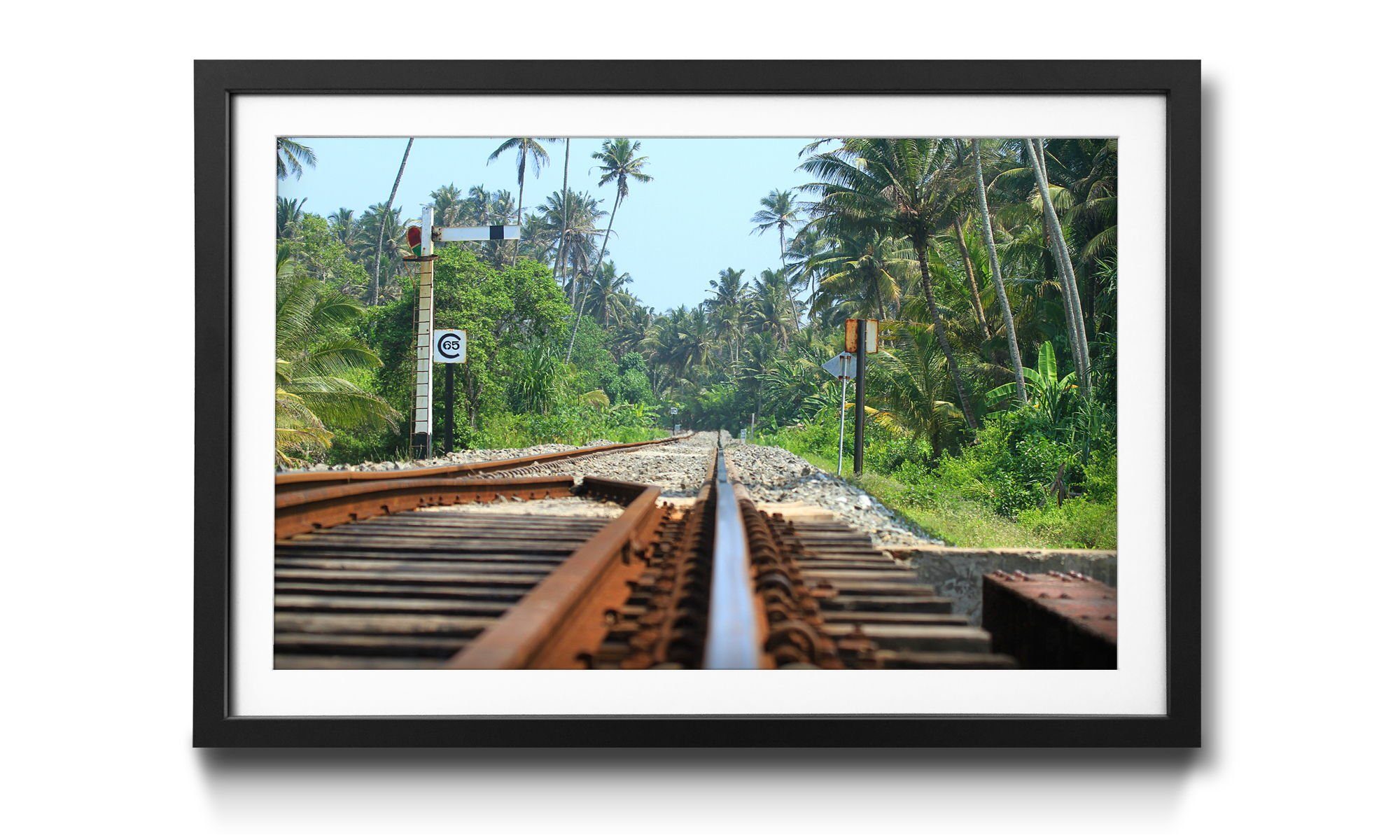 WandbilderXXL Bild mit Rahmen Sri Lanka Rails, Landschaft, Wandbild, in 4 Größen erhältlich