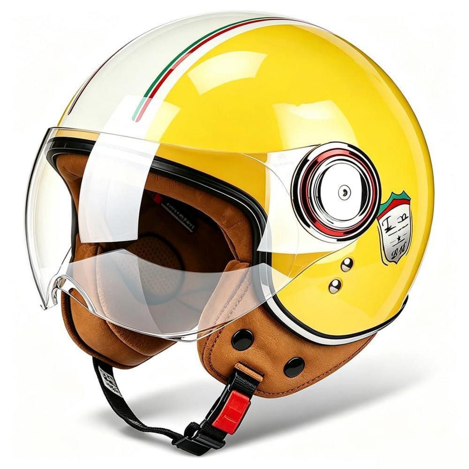 LuxusKollektion Motorradhelm Motorrad Jethelm Vintage mit Visier