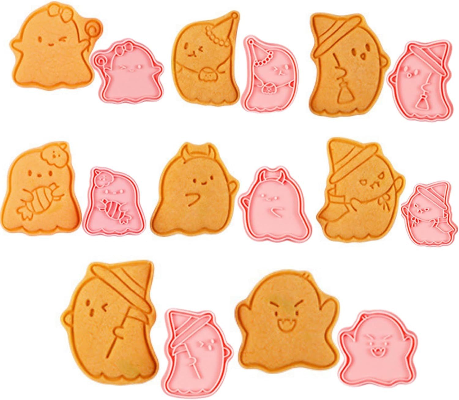 FELIXLEO Ausstechform Geister Ausstechformen Set mit 10 Halloween Motiven und Stempeln, (1-St)