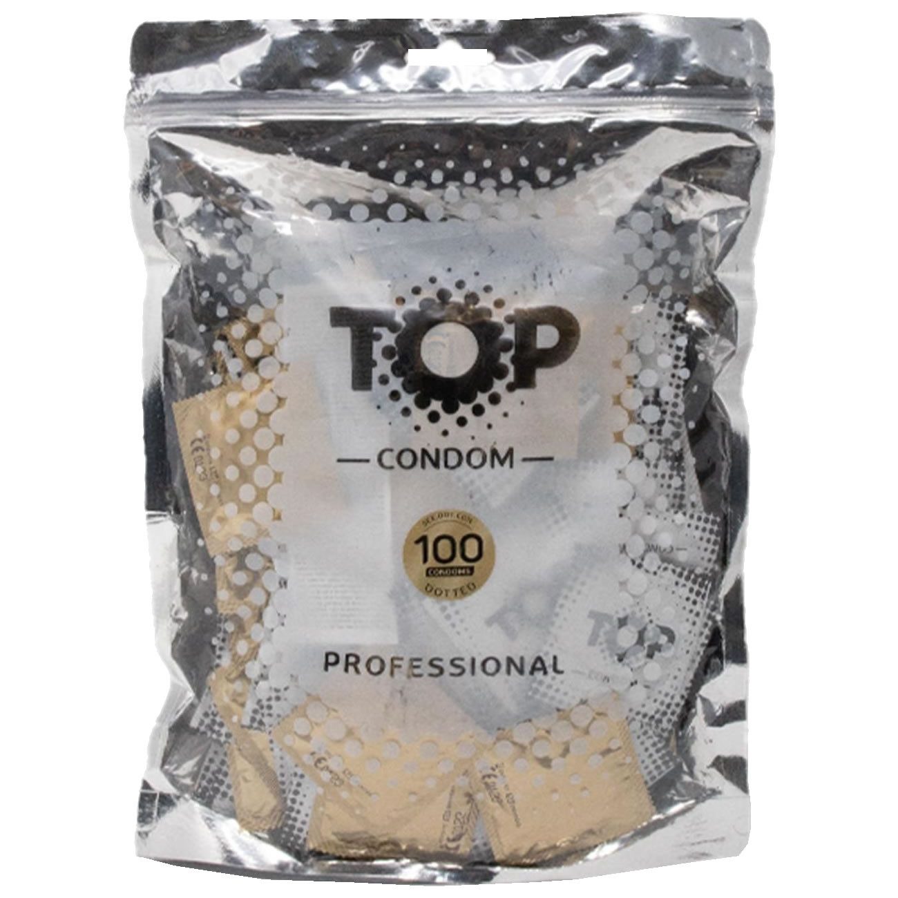 TOP Condoms Kondome DotCom (Super Dot) Beutel mit, 100 St., Noppenkondome, Kondome mit parallelen Noppen
