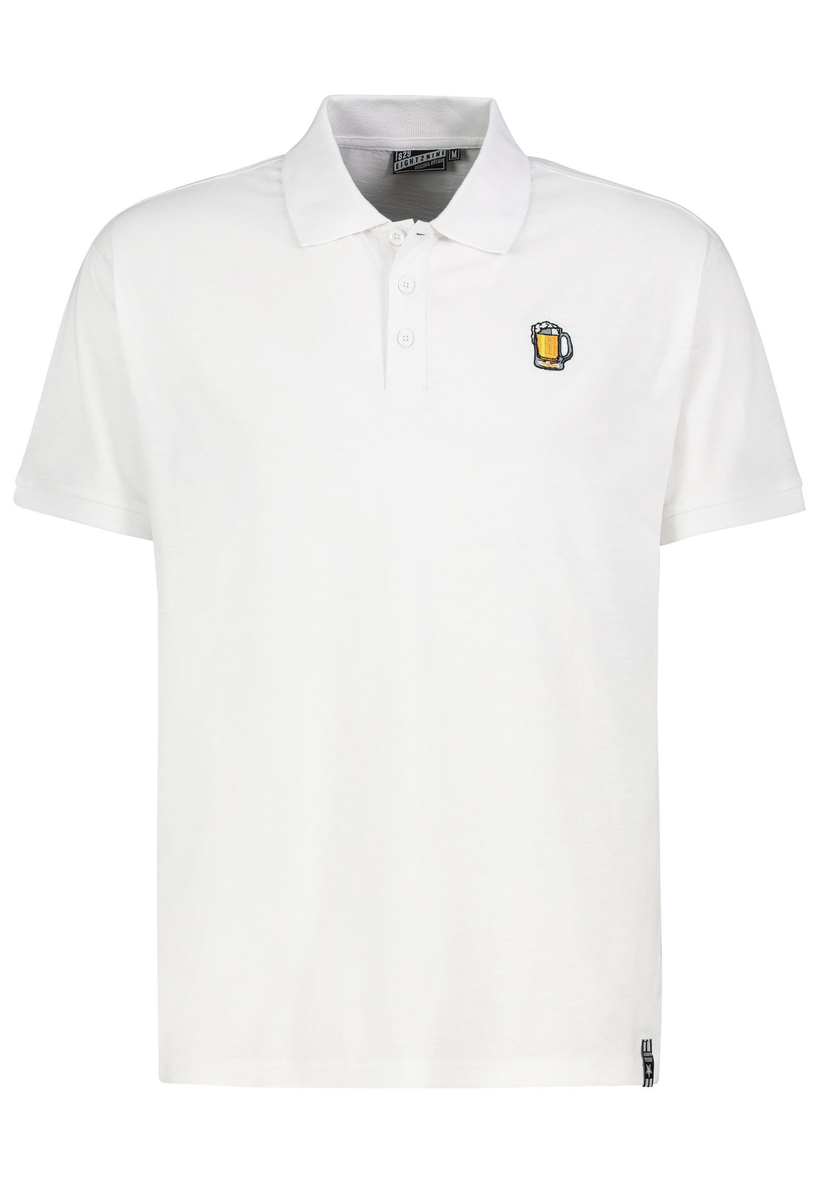 Eight2Nine Poloshirt mit Knopfleiste und Iconic Emblem für Herren Baumwolle Regular Fit Polokragen Kurzarm unifarben Knopf
