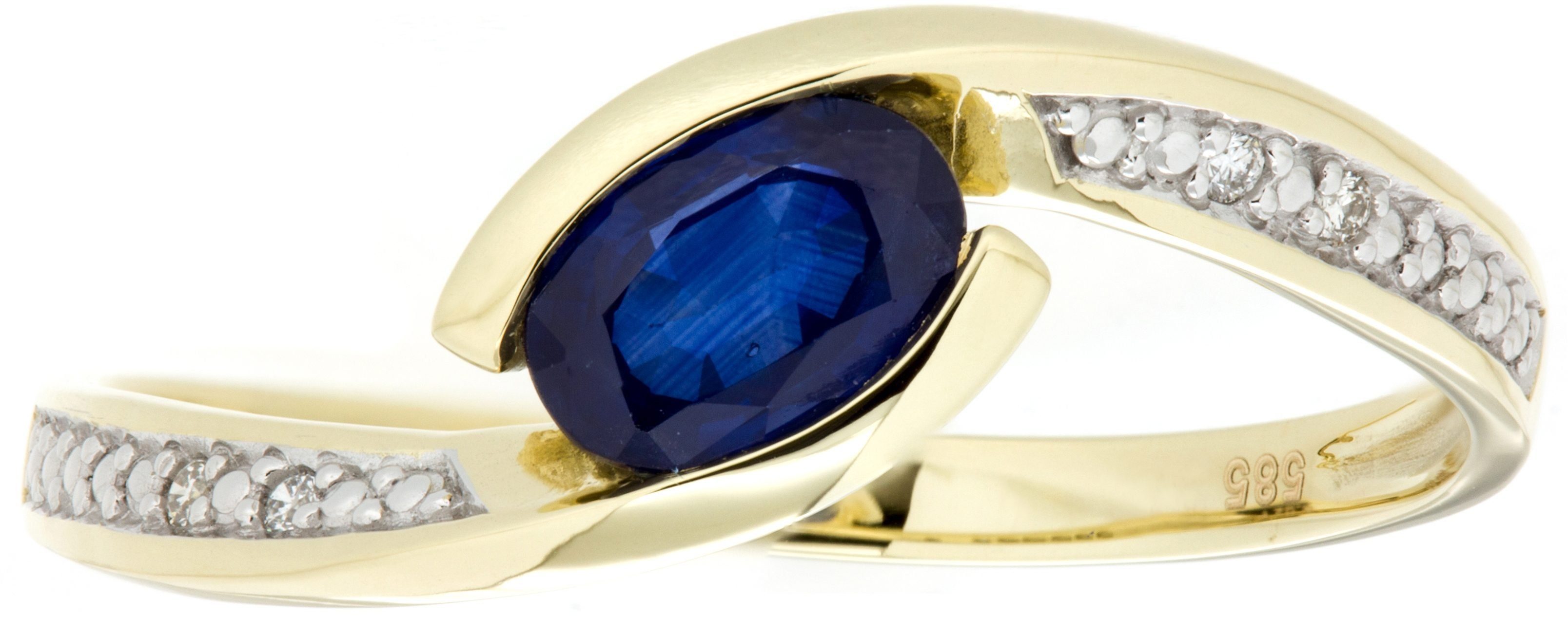 Firetti Goldring Schmuck Geschenk Gold 333 Damenring Goldring Edelstein Farbstein, mit Saphir - mit Brillanten