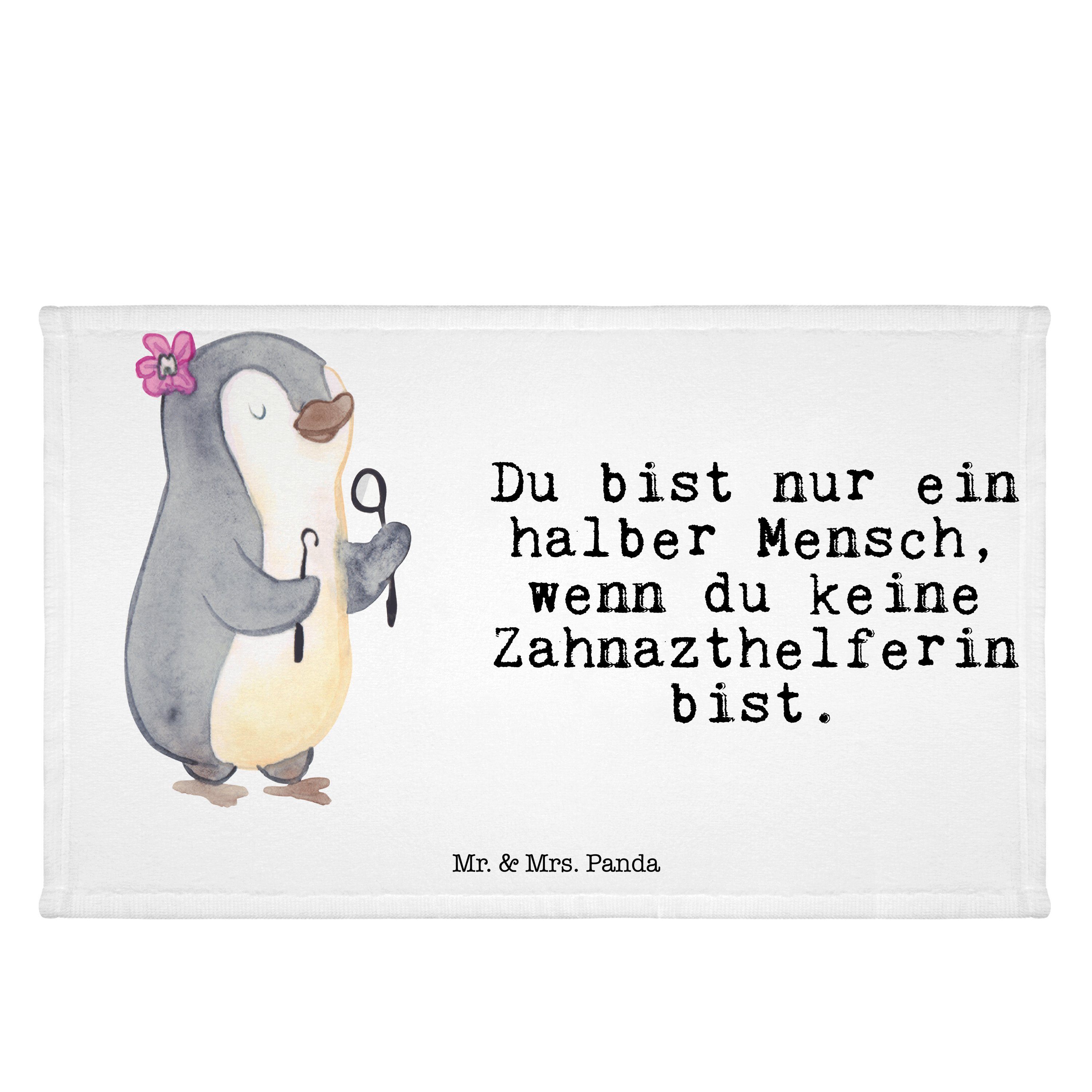 Mr. & Mrs. Panda Handtuch Zahnarzthelferin Herz Weiß Geschenk