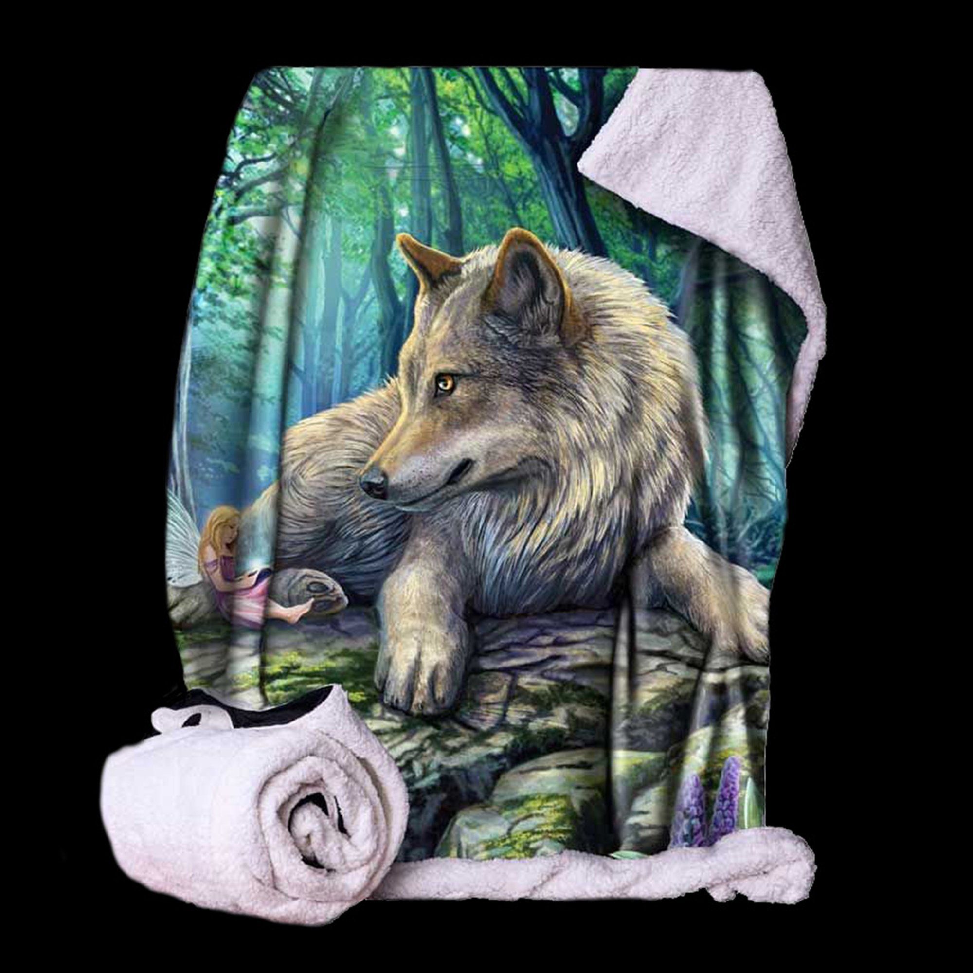 Wohndecke Kuscheldecke Wolf & Elfe - Fairy Stories - Lisa Parker - Fantasy Decke, Figuren Shop GmbH | Wohndecken