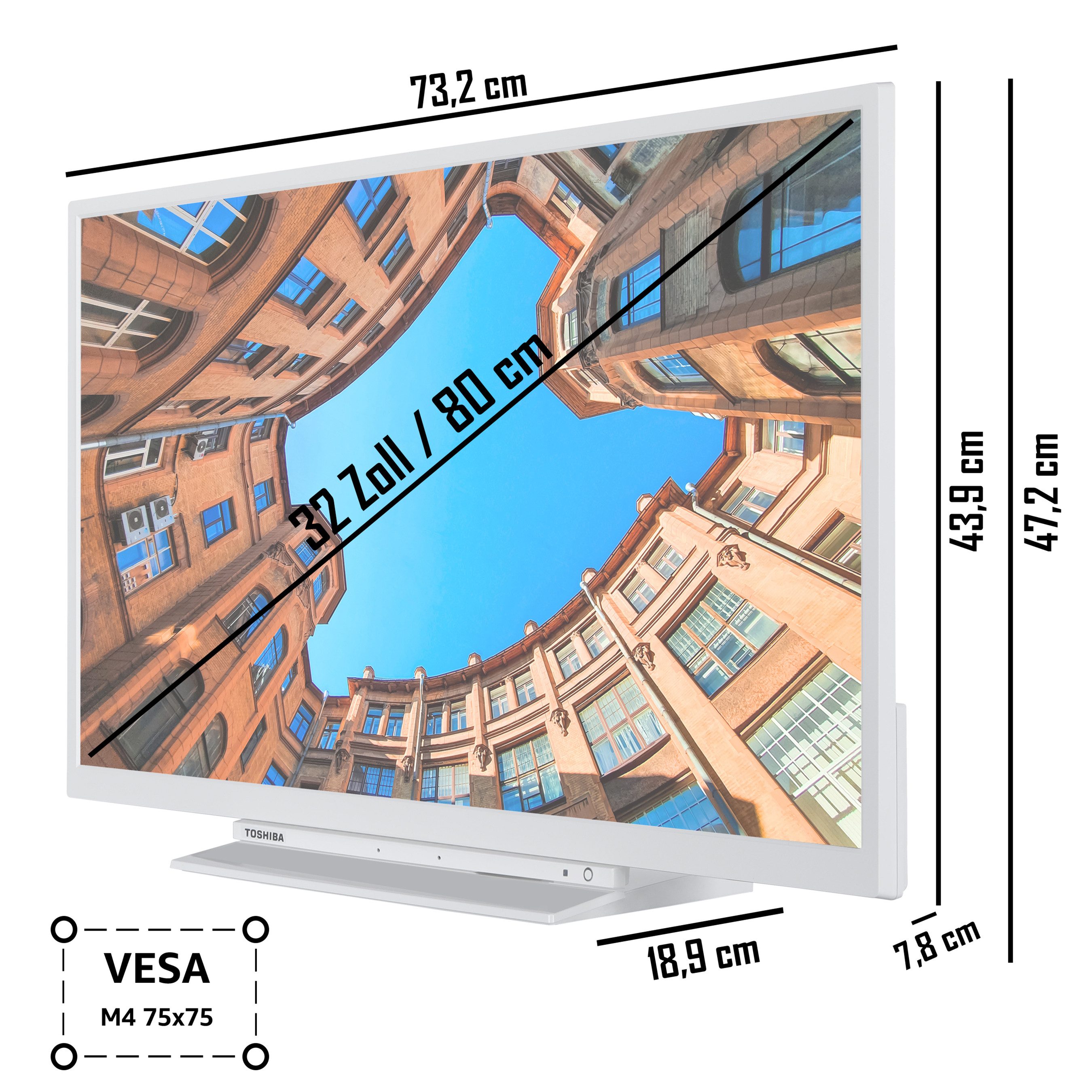 Toshiba 32LK3C64DAW LCD-LED Fernseher (80 cm/32 weiß ! RABATT: 19.01%