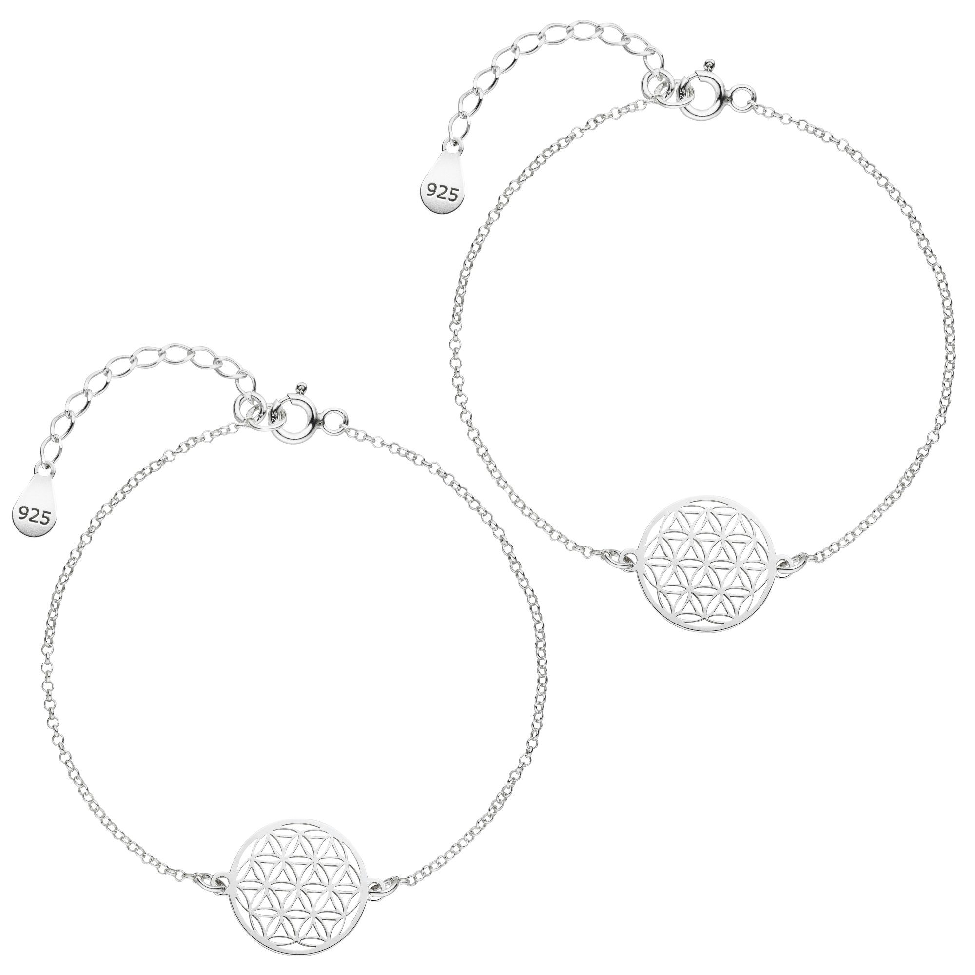 SCHOSCHON Armband Set Mutter Tochter Lebensblume Armketten Set 925 Silber, Schmuck Blume des Lebens Armbänder