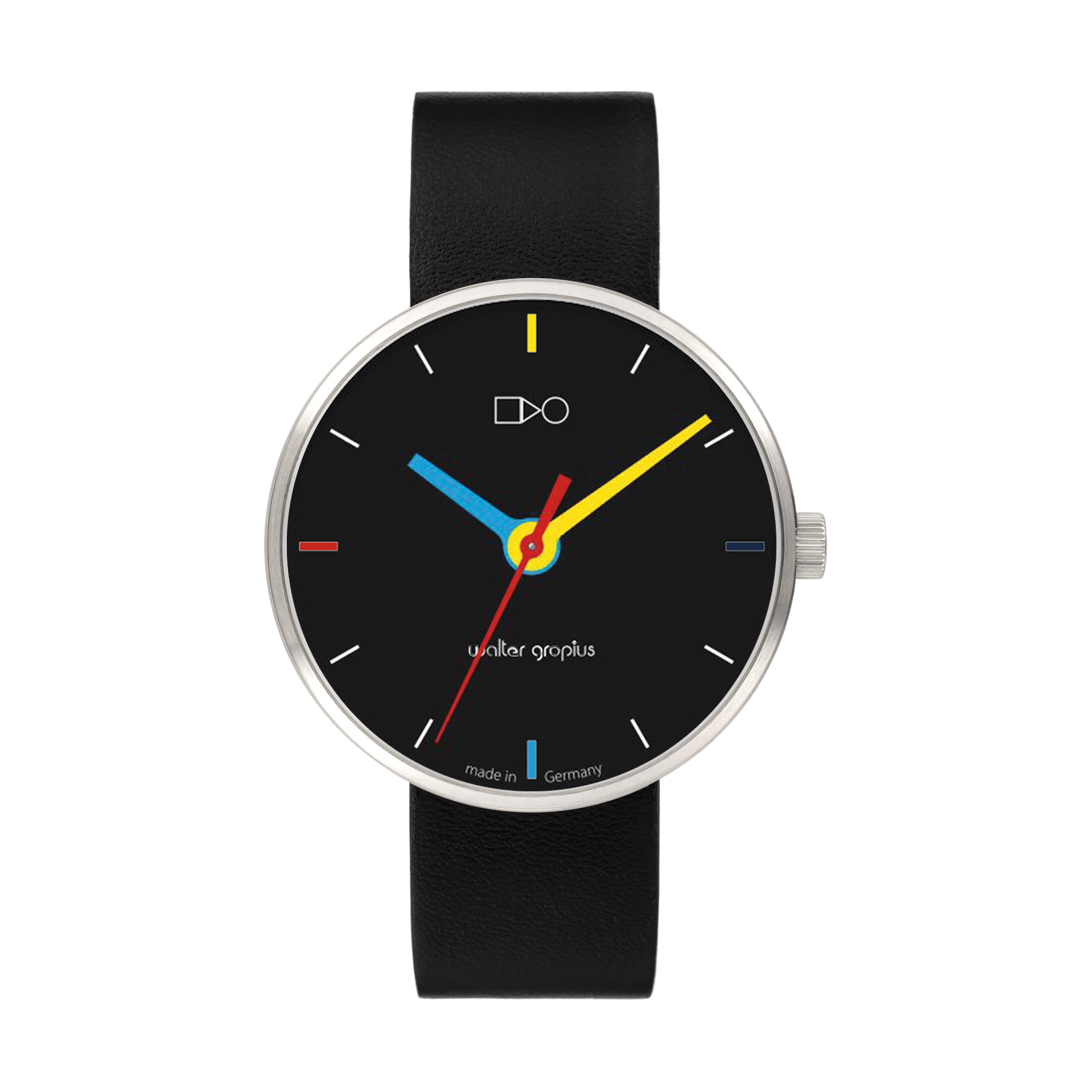 Walter Gropius Quarzuhr Made in Germany, Saphirglas, Forum Simplex - WG 016-02, Designeruhr, Lederarmband mit Easy-Release System, Edelstahlgehäuse