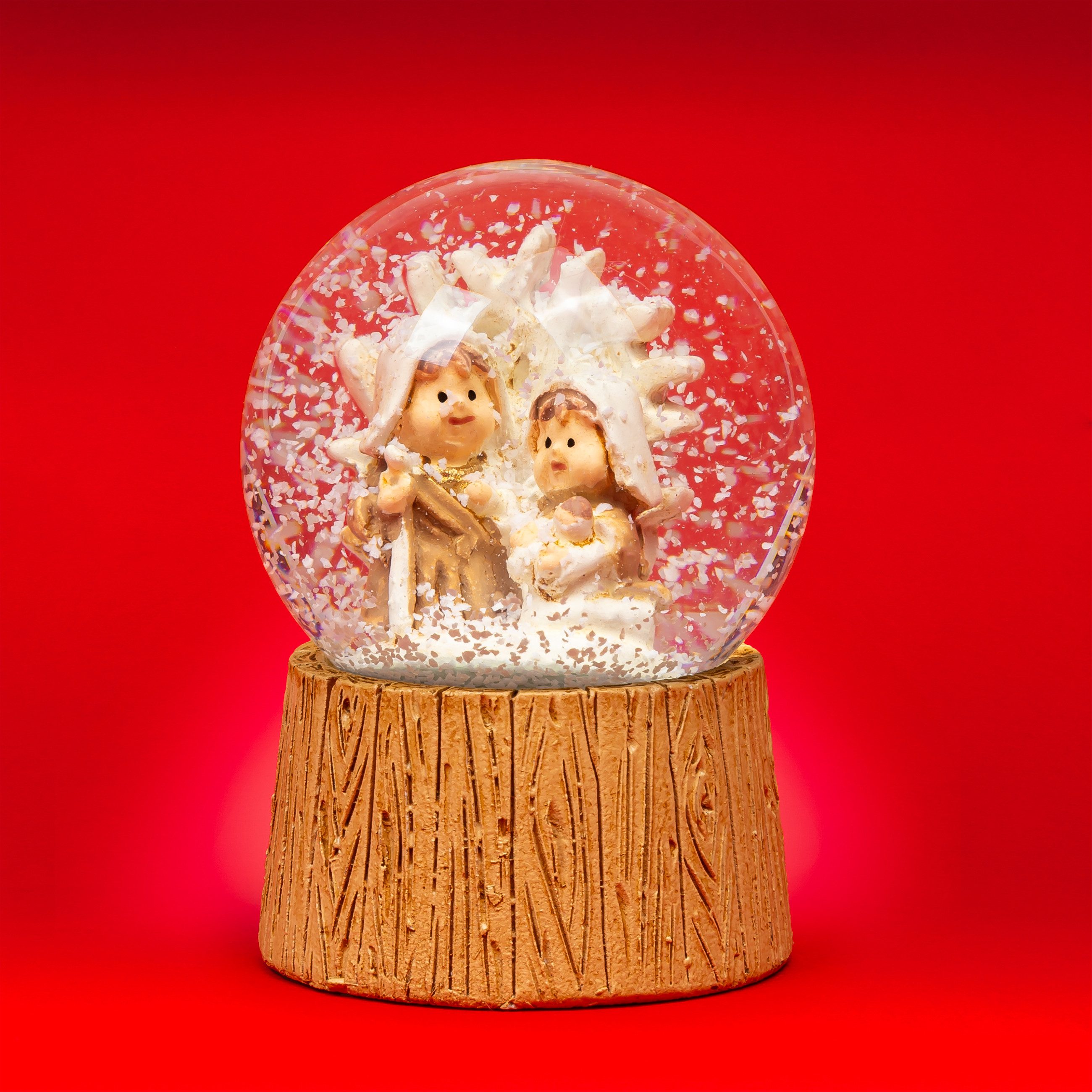 SIKORA Schneekugel SK28 Kleine Glas Schneekugel für Weihnachten Heilige Familie D:45mm, Besondere Winterdeko – das perfekte Geschenk für Familie & Freunde