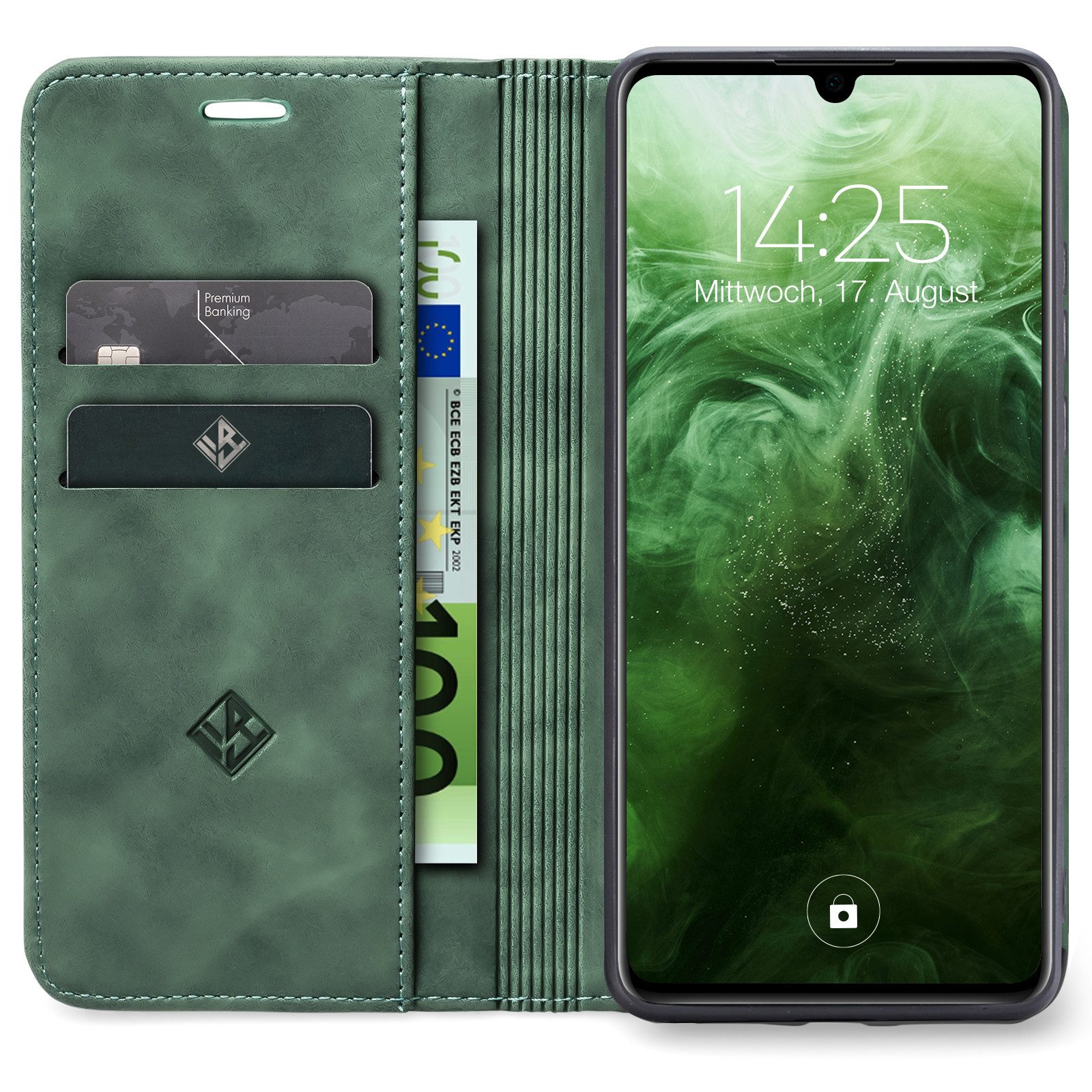 Tec-Expert Handyhülle Tasche Hülle für Huawei P30 Lite 6.15 Zoll, 6.15, Cover Klapphülle Case mit Kartenfach Fliphülle aufstellbar