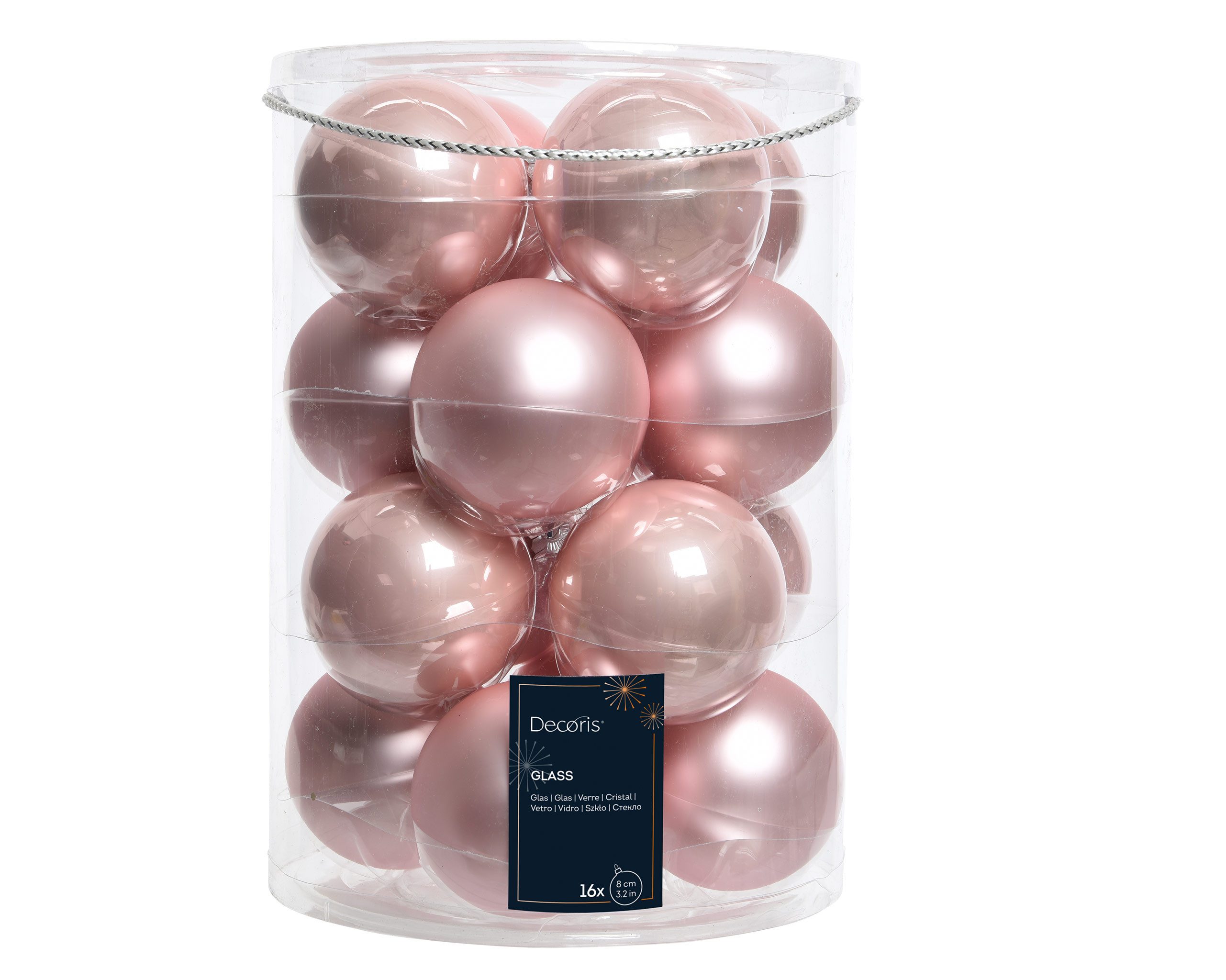 Kaemingk Weihnachtsbaumkugel, Weihnachtskugeln Glas 8cm 16 Stück - Rosa