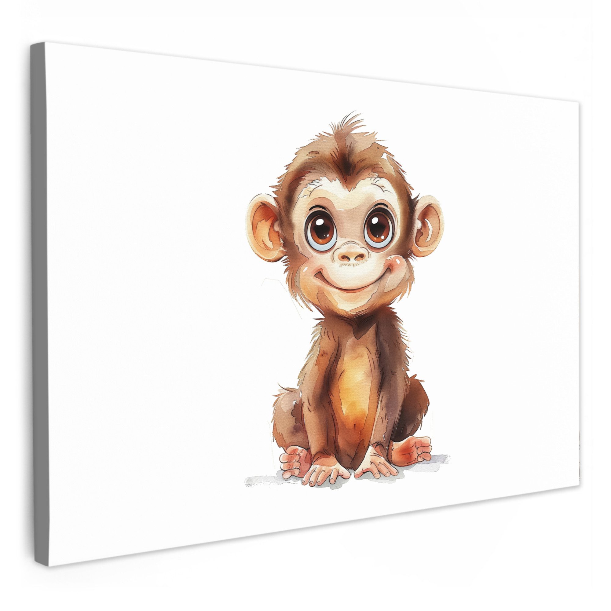 OneMillionCanvasses® Leinwandbild Affe - Tierbaby, Fotodruck (1 St), Kinder zimmer Deko, Mädchen und Jungen Bilder 30x20 cm