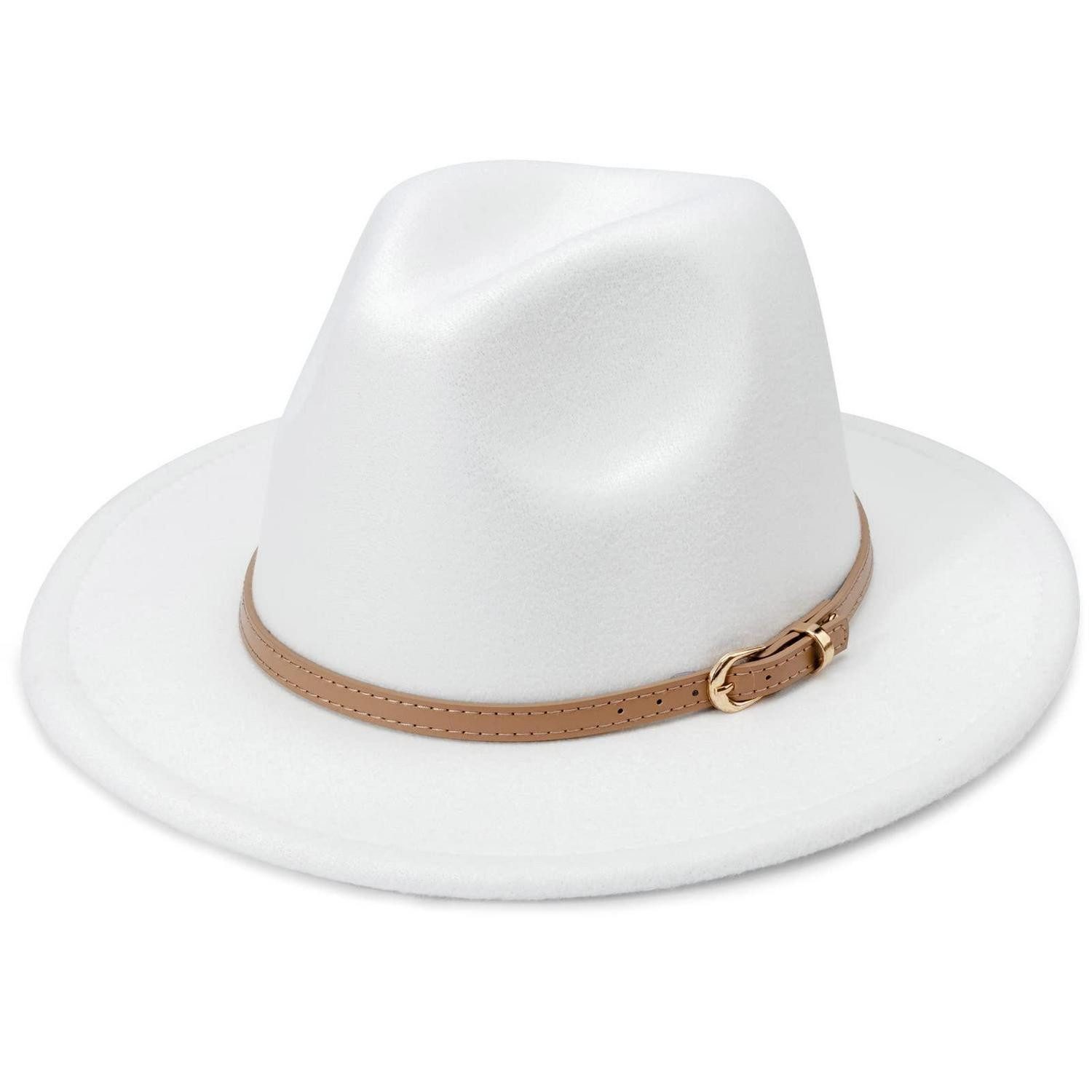 LuxusKollektion Fedora Fedora Hut Damen Krempe 1 Pc Fedora Hat: White Einheitsgröße