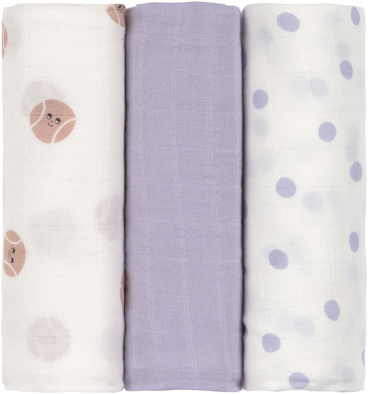 LÄSSIG Stoffwindeln Tiny Team, Mulltuch-Set, lilac (Set, 3-St)