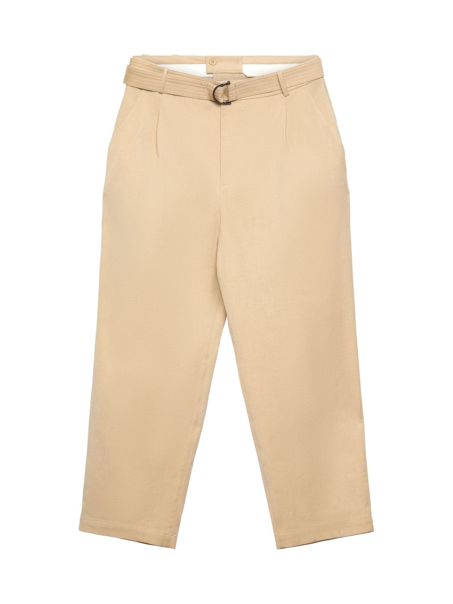 Esprit Collection Anzughose Hose mit weitem Bein und Gürtel, Wollmix SAND