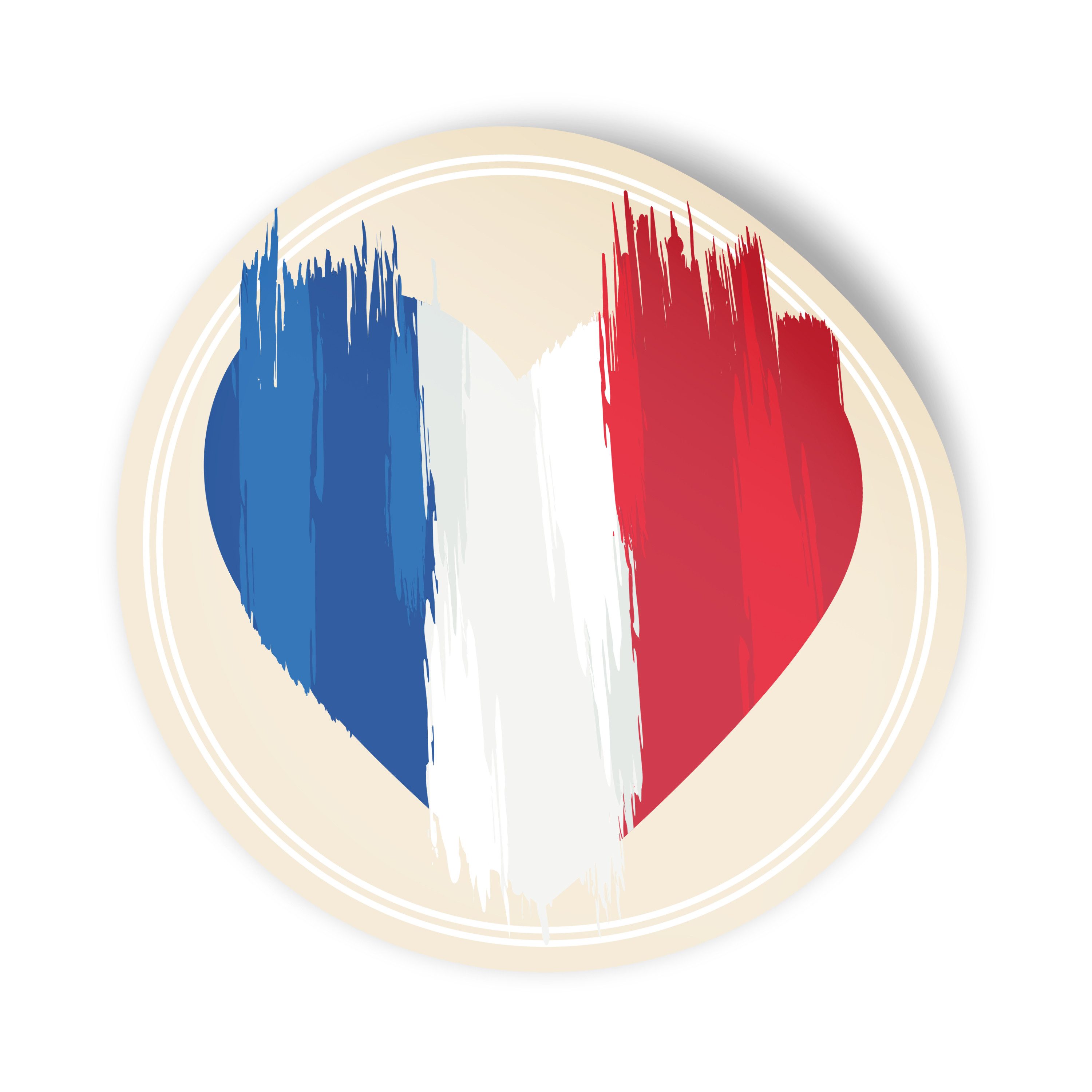 itenga Aufkleber itenga 24x Sticker FRANKREICH und – Ø 4 cm, Aufkleber im Herz-Design