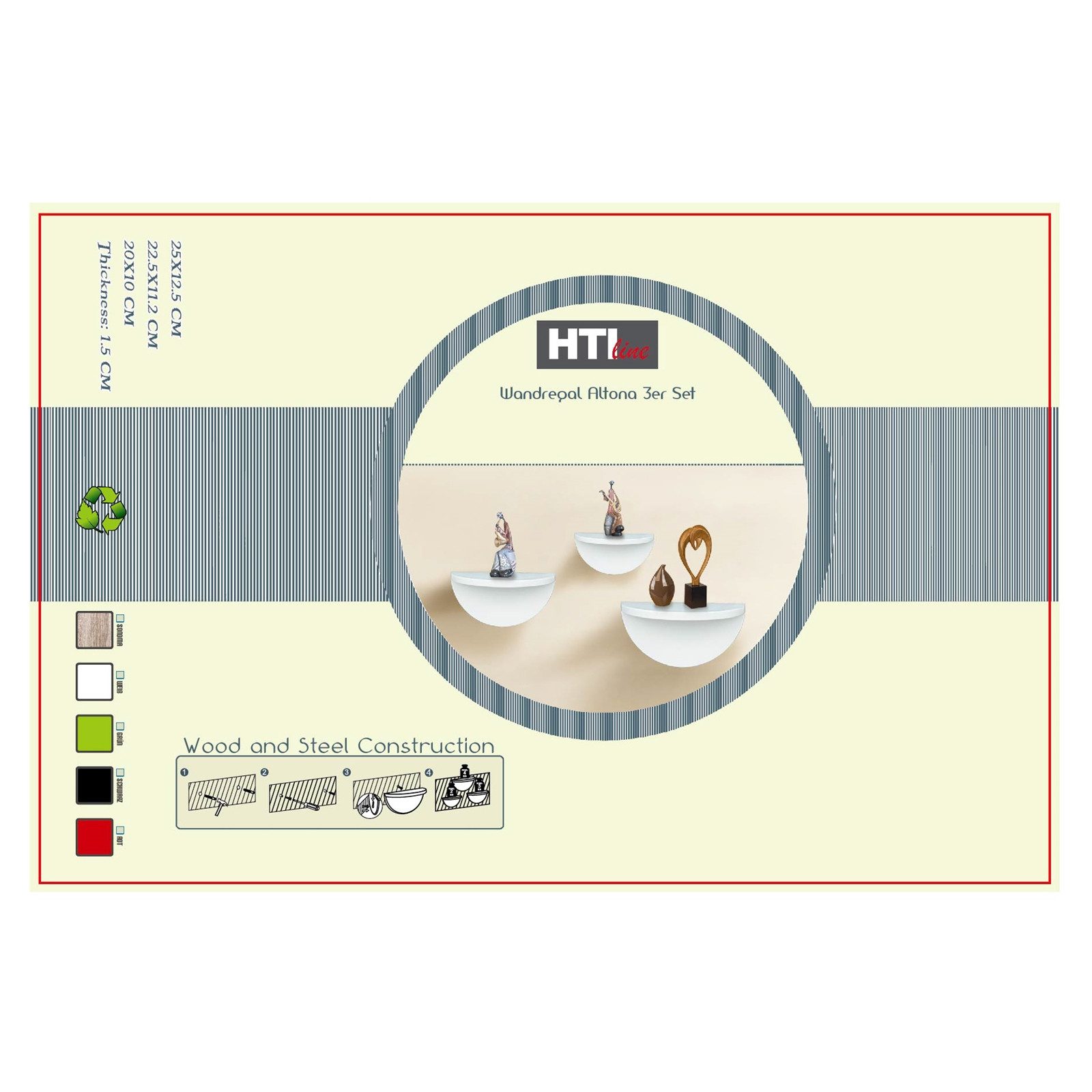 HTI-Living Wandregal Wandregal 3er Set Konsole Altona Rot, Set 3-tlg., Wand günstig online kaufen