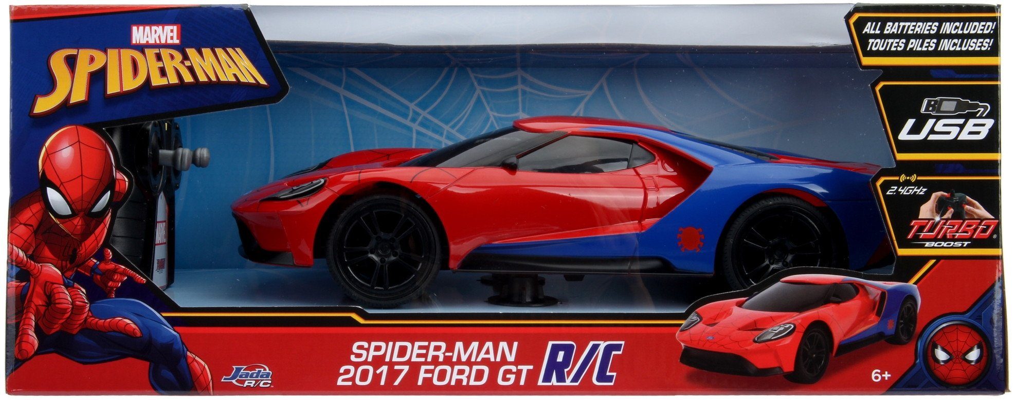 JADA RC-Auto ferngesteuertes Auto RC Marvel Spider-Man 2017 Ford GT 1:16 253226002