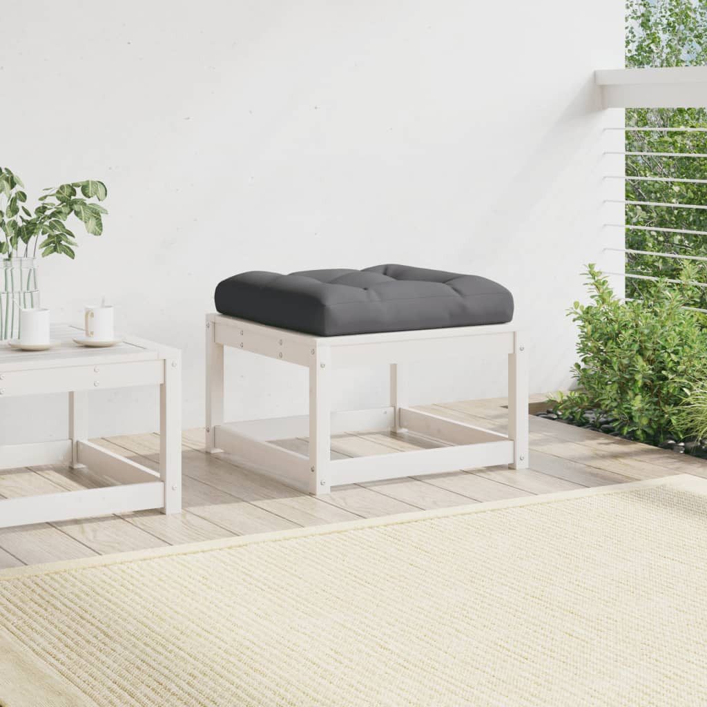 vidaXL Loungesofa Gartenhocker mit Kissen Weiß günstig online kaufen