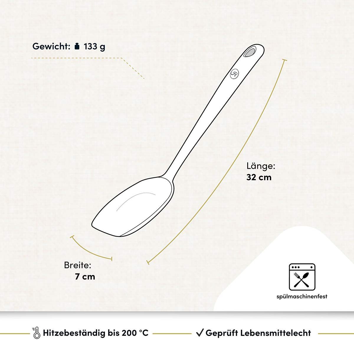 Hoffmann Germany Soßenlöffel Saucenlöffel Silikon Edelstahl 32 cm anthrazit, flexible Lippe, kratzerfrei, spülmaschinengeeignet, 200°C