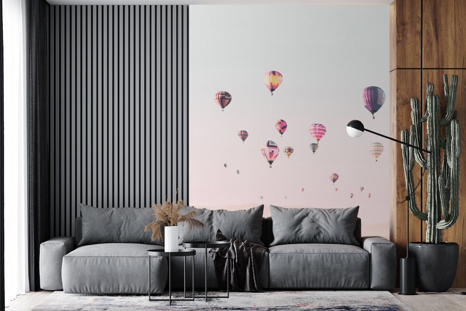 Wohnzimmer, - Heißluftballon Montagefertig (4 Vinyl Wandtapete Natur, Landschaft bedruckt, - Fototapete für Tapete MuchoWow Wüste St), Himmel Matt, - -