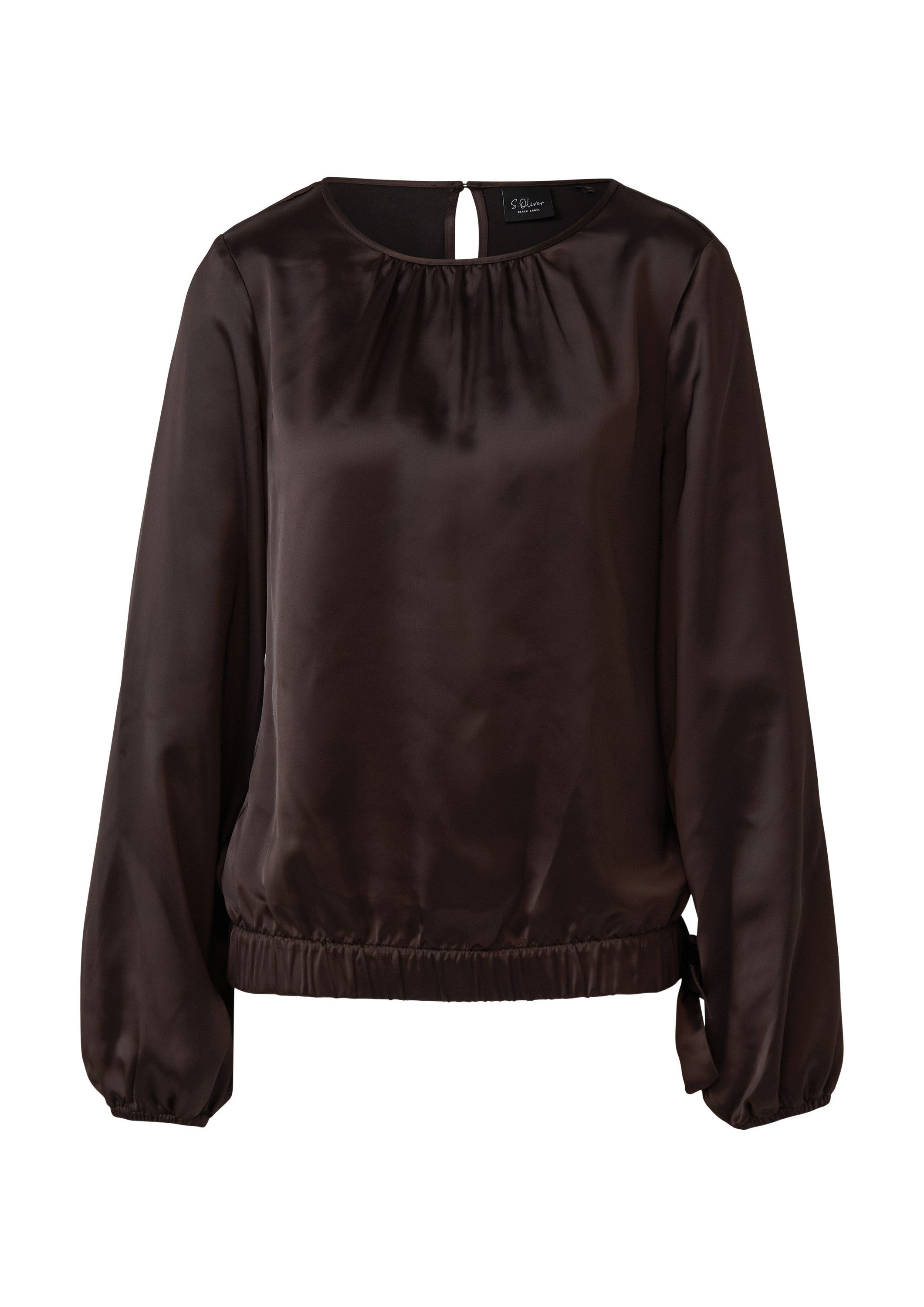 s.Oliver Langarmbluse Bluse Satin-Bluse mit Binde-Detail am Saum günstig online kaufen