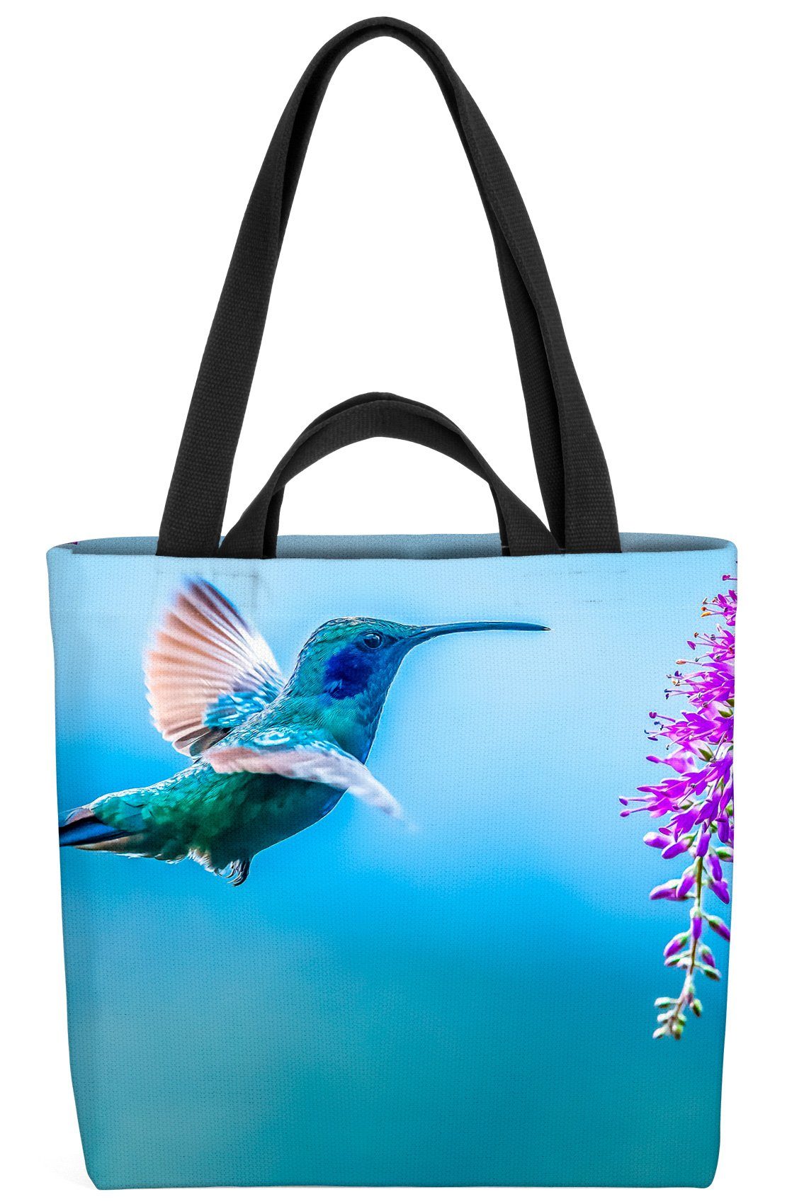 VOID Henkeltasche (1-tlg), Kolibri Flieder Blumenmuster Blumen Amerika Blumenmuster Garten Vogel