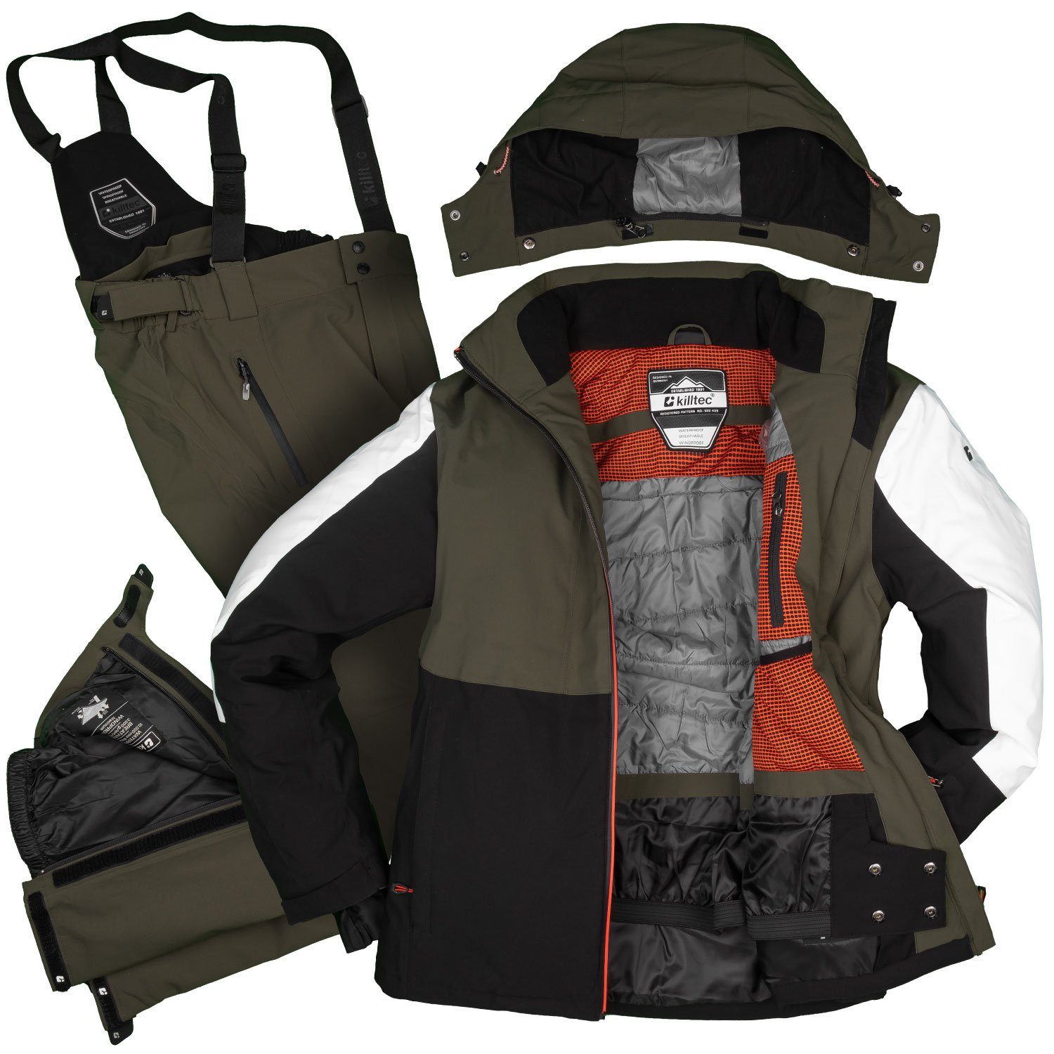 Killtec Skianzug Herren Skijacke + Skihose (grün/schwarz/weiß, Gr. M)