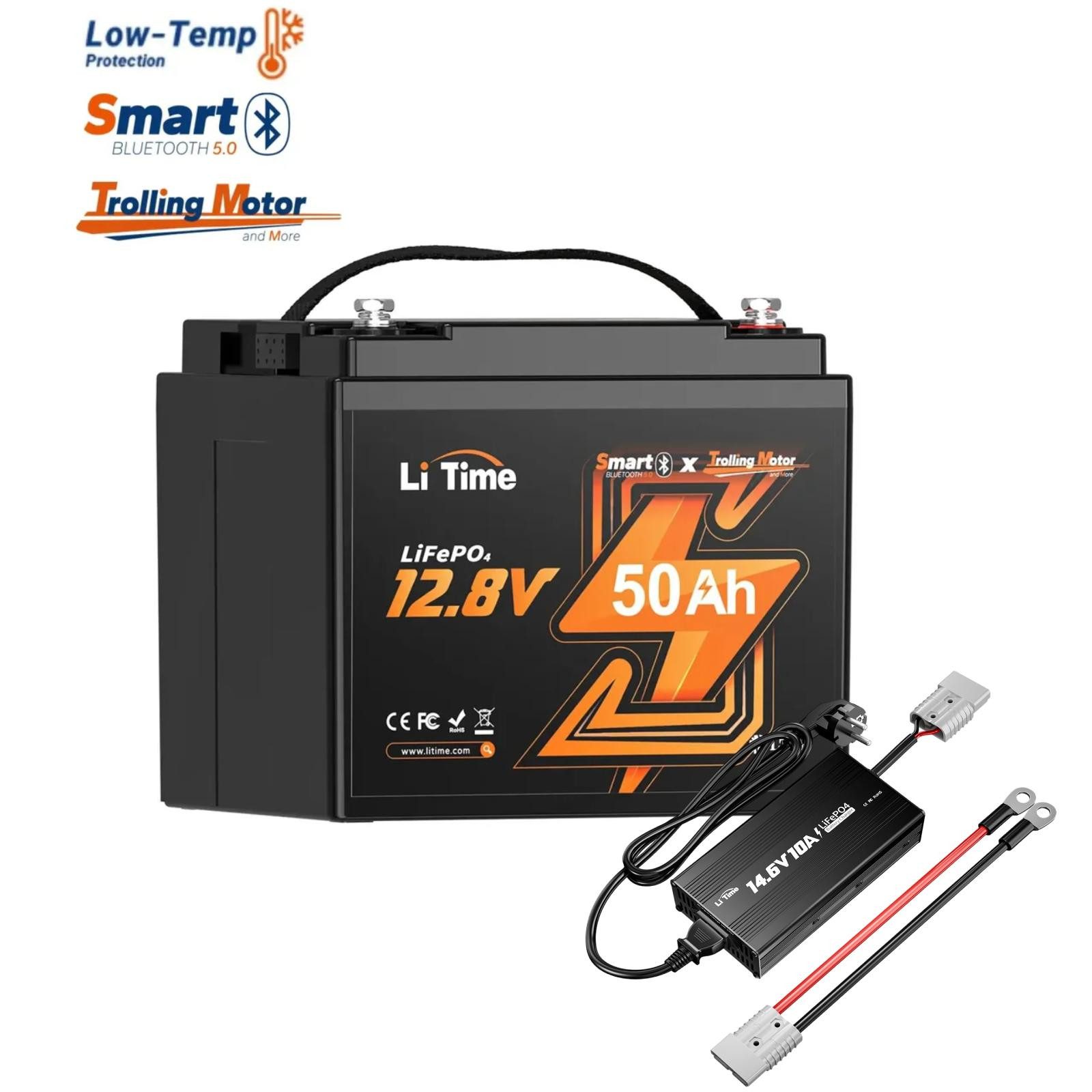 LiTime LiTime 14.6V 10A Lithium Batterieladegerät Akku-Set (12 V, 1 St), Geeignet für 12V LiFePO4 Lithium Batterie