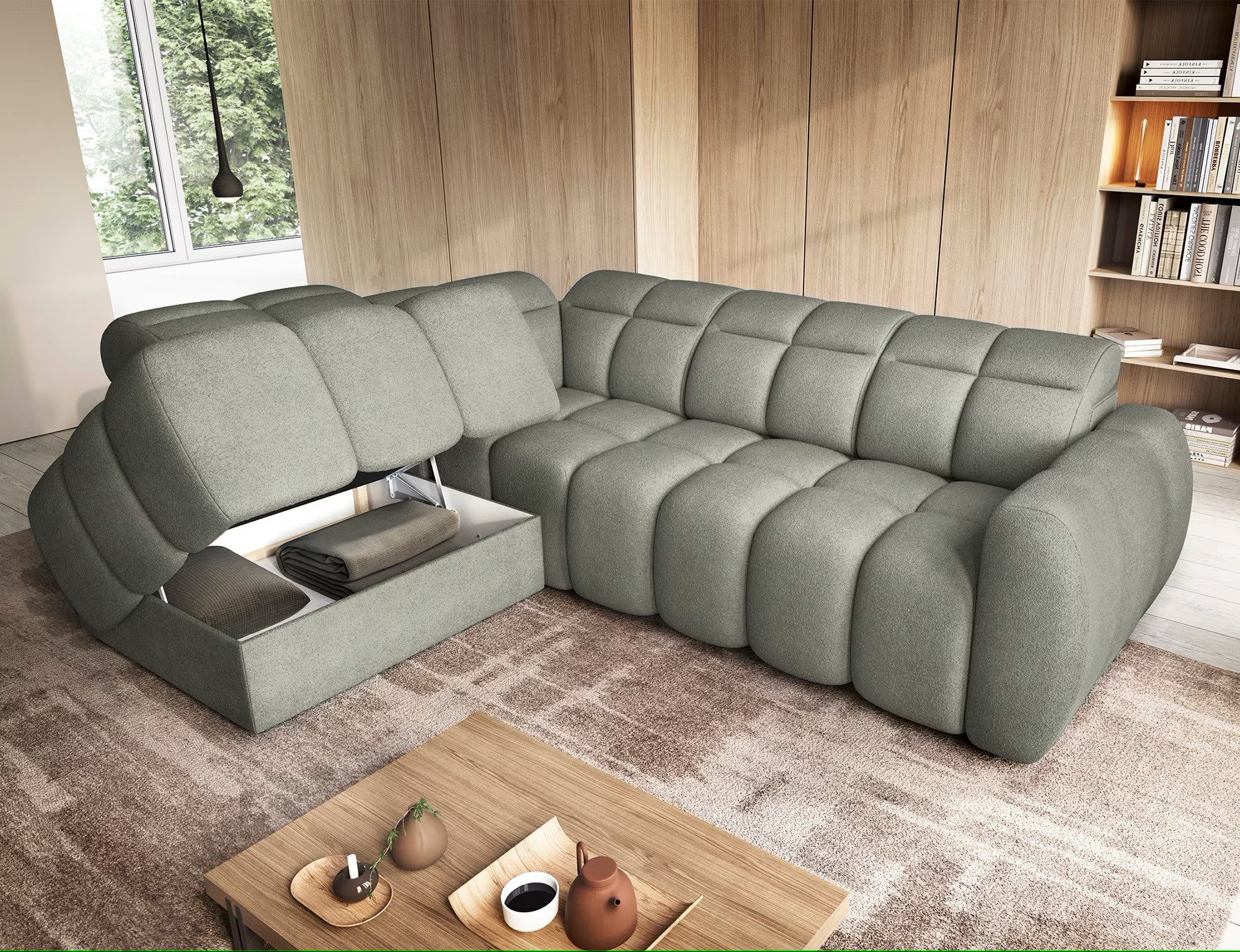 Eltap Ecksofa Falconn, mit elektrischem Sitzvorschub und Bettkasten