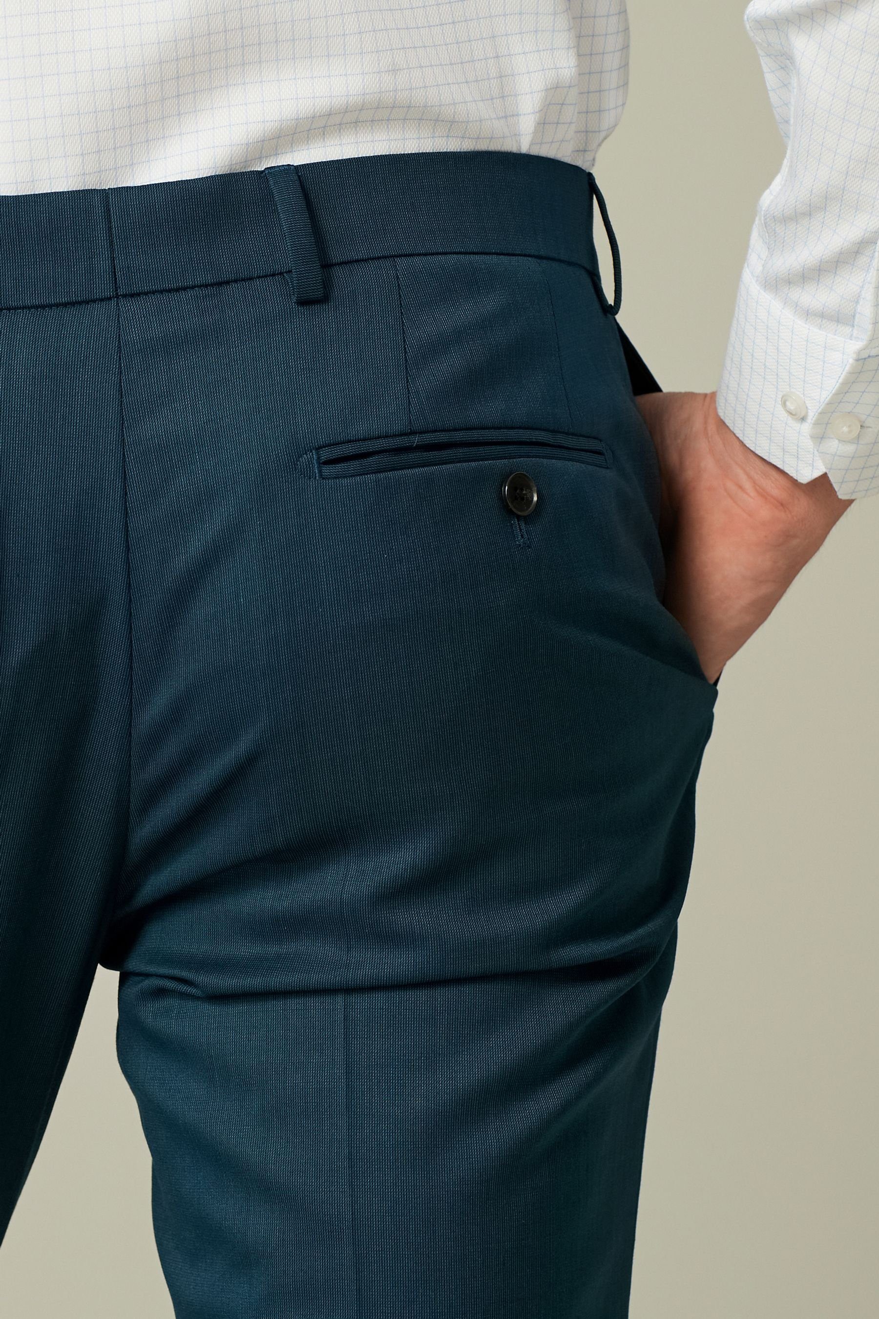 Slim-Fit-Hose (1-tlg) Wollgemisch Anzughose Next Teal aus Blue