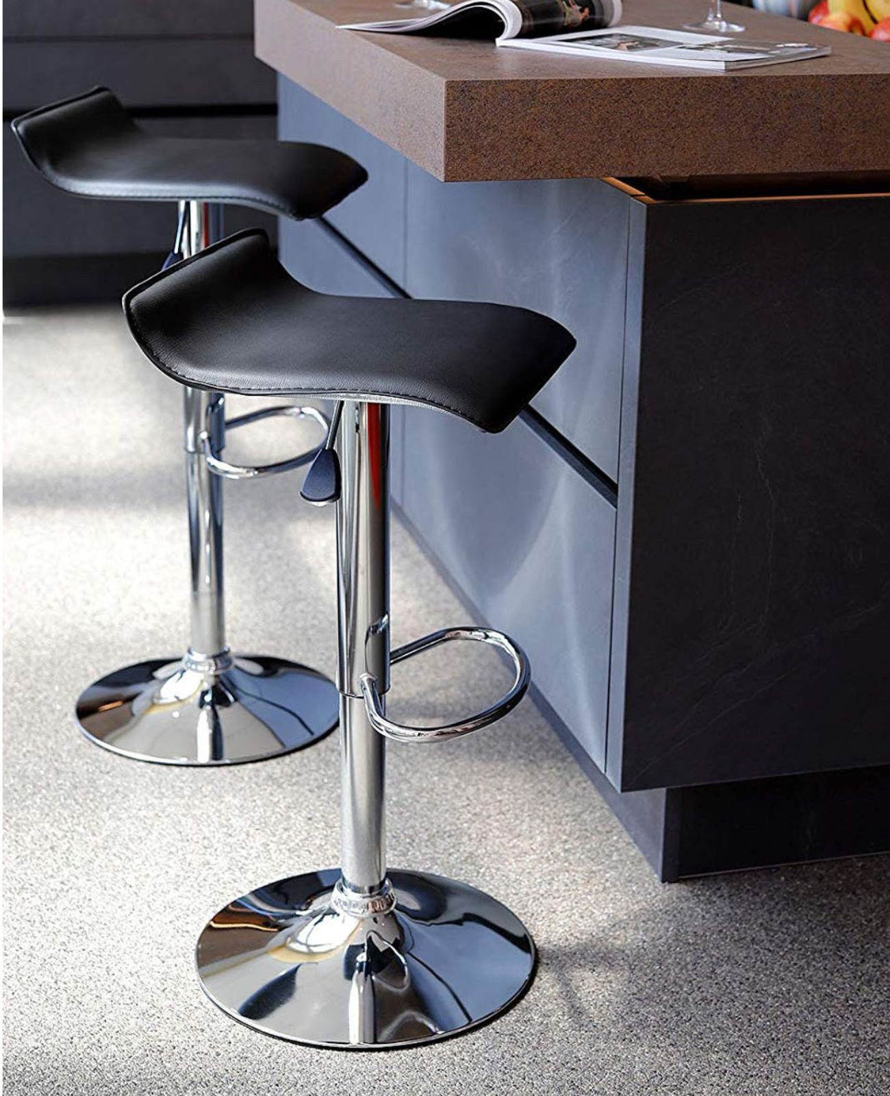 dibea Barhocker 2er Set, 360° drehbar bis 130 kg (2er Set), stufenlos höhenverstellbar, Fußablage