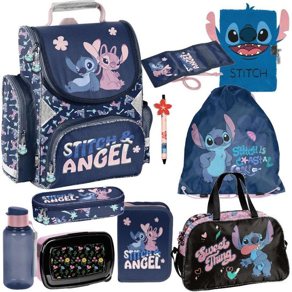 PASO Schulrucksack (Schulset, 10-tlg), Lilo & Stitch Mega Set XXL 10-teilig