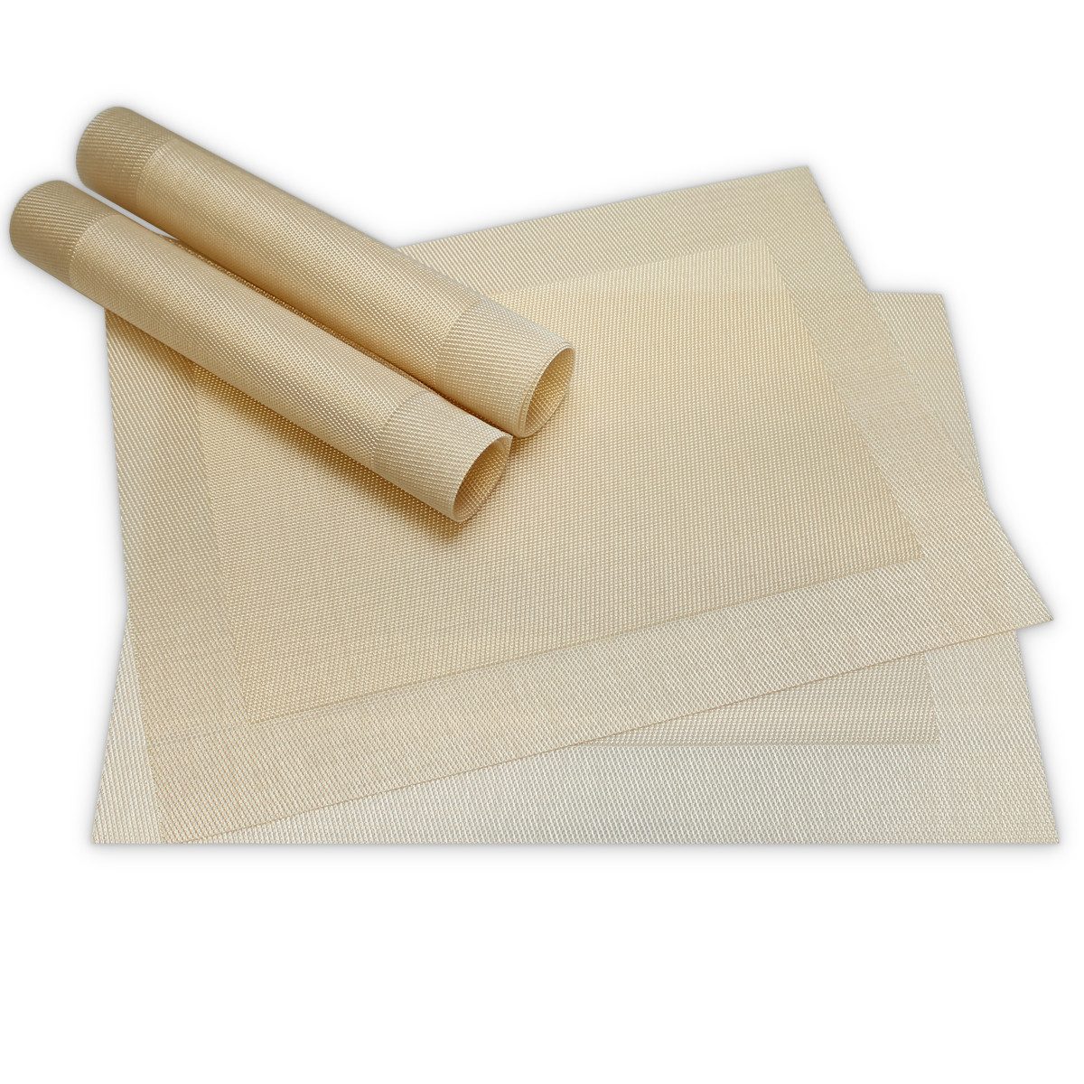 matches21 HOME & HOBBY Platzset Tischsets BORDA 4er Set Champagner als Tischuntersetzer, (4-St), Abwaschbare Platzsets als Tischunterlagen für Ess-Tisch Tisch-Deko