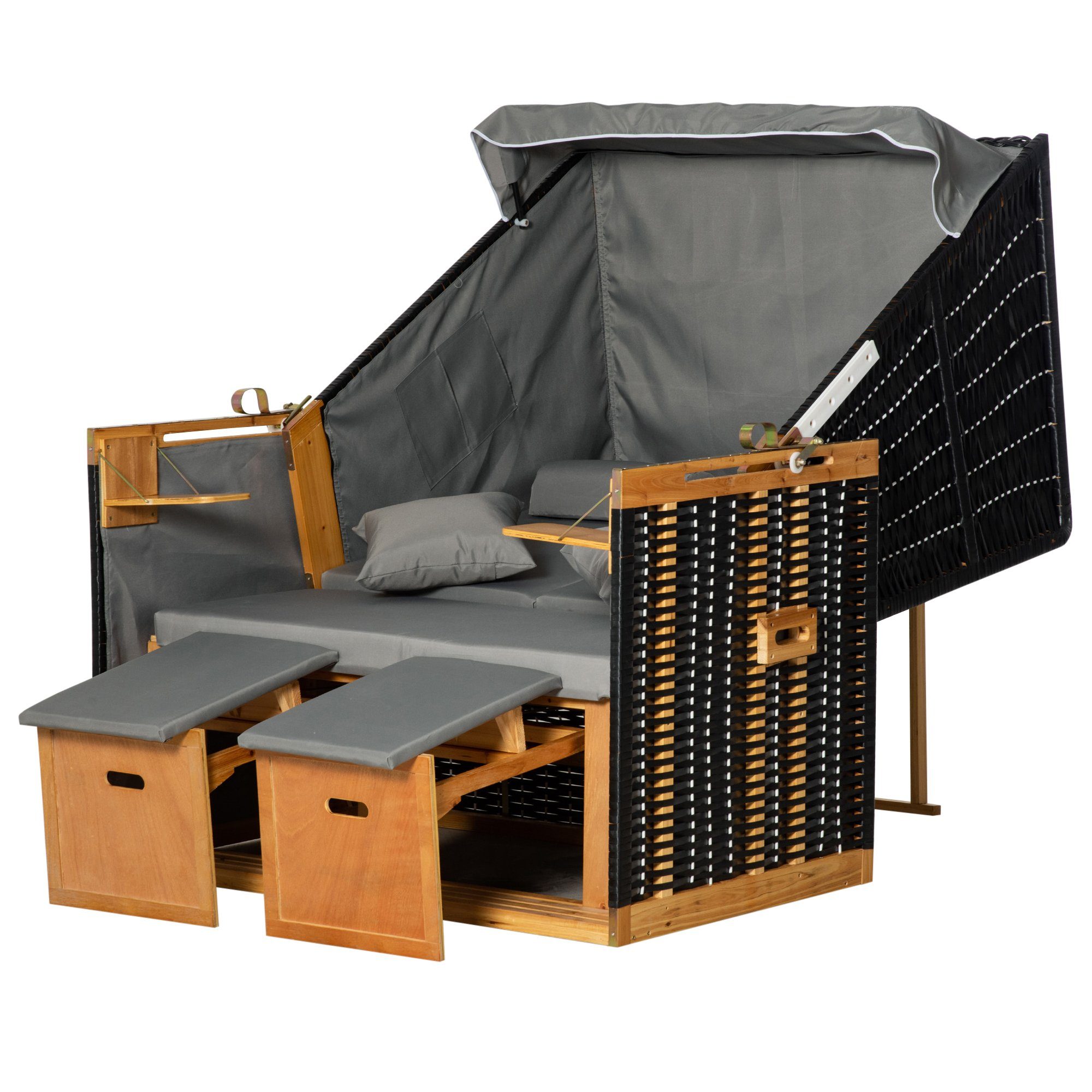 Outsunny Strandkorb für 2 Personen mit neigbarer Rücklehne 118 x 79 x 160 cm