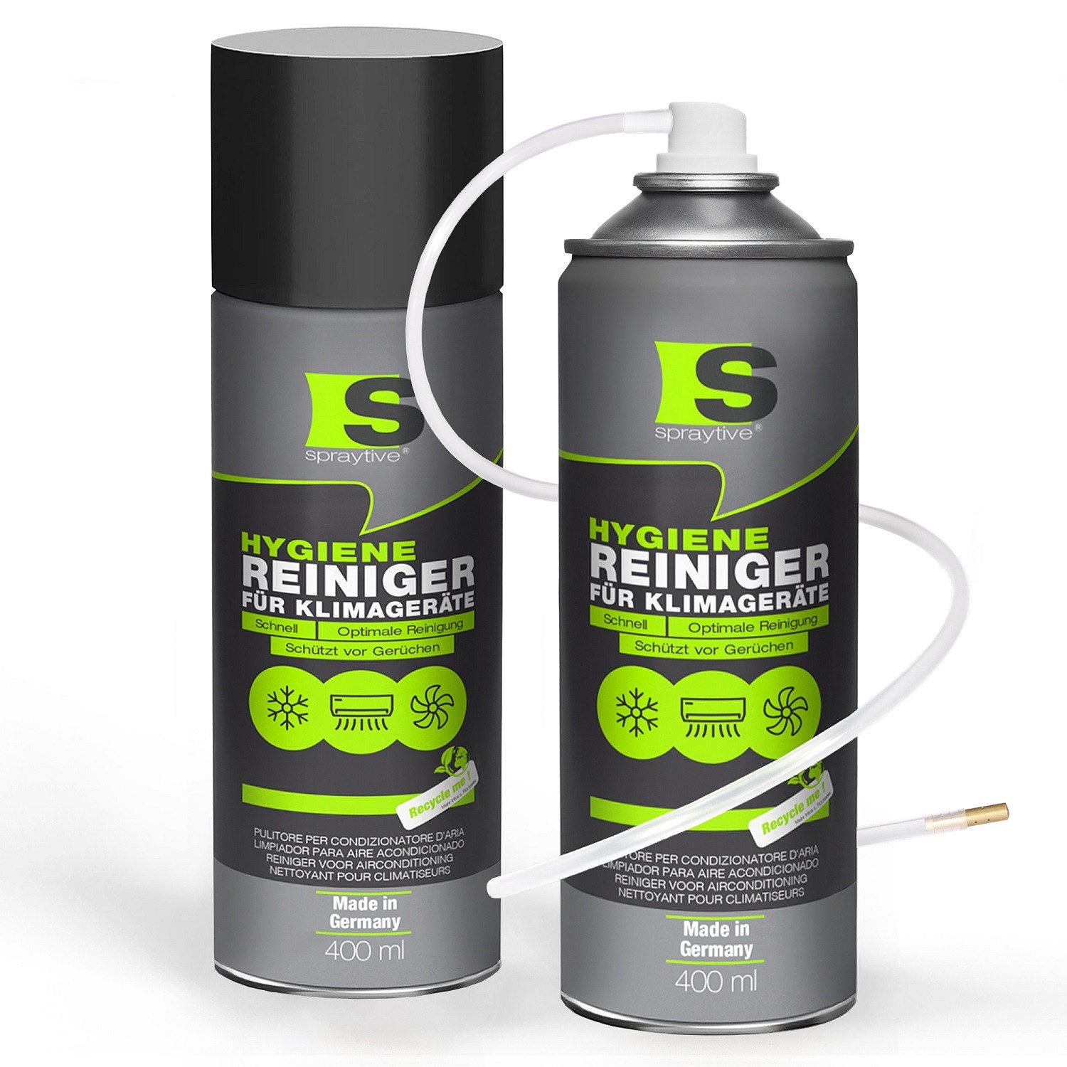Spraytive 2x 400ml Reiniger für Klimageräte Klimaanlagenreiniger für Auto & Haus Oberflächen-Desinfektionsmittel (Made in Germany)