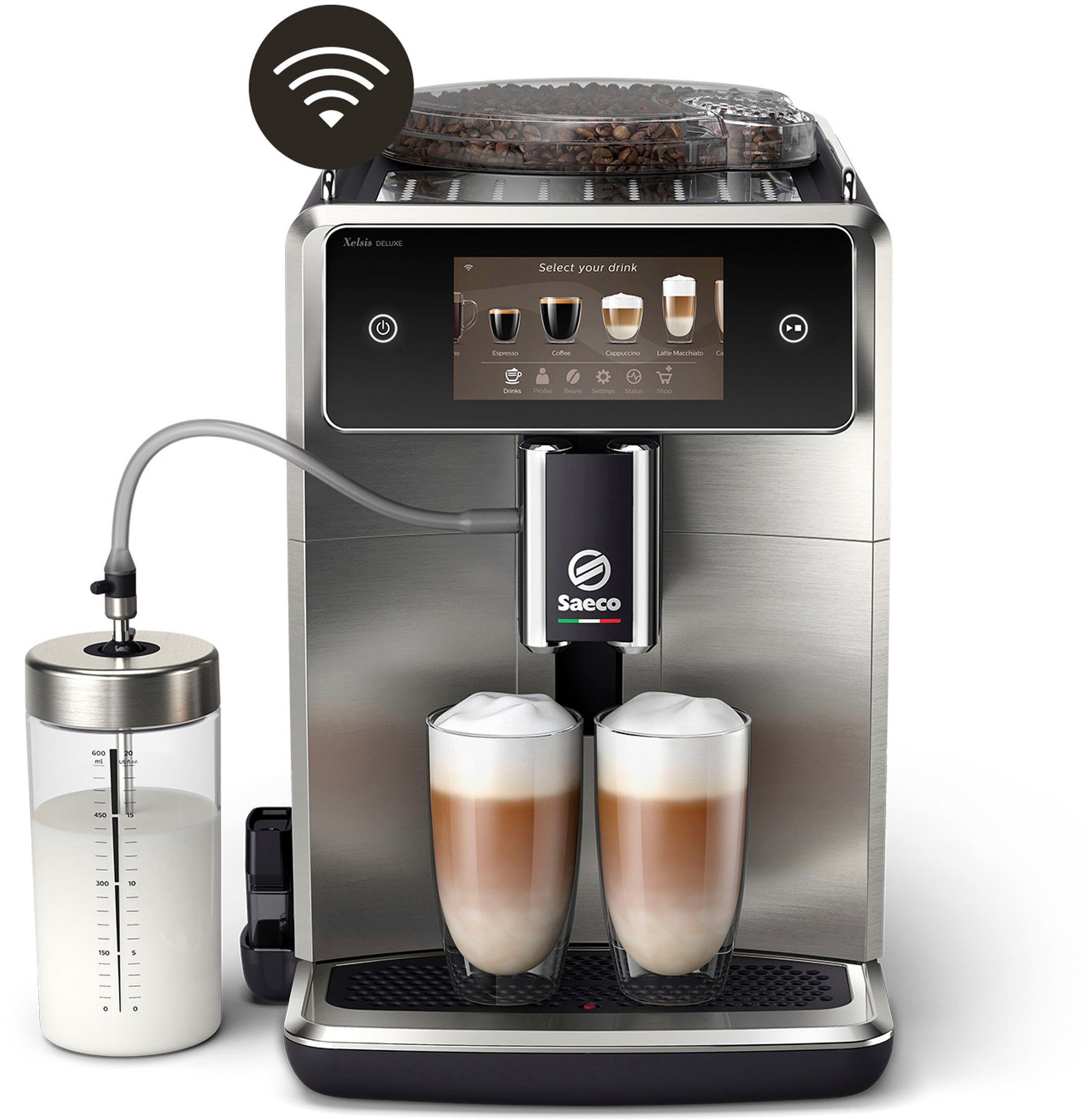 Saeco Kaffeevollautomat Saeco Xelsis Deluxe SM8785/00, 22 Kaffeespezialitäten, 8 Benutzerprofilen und 5" Touchscreen