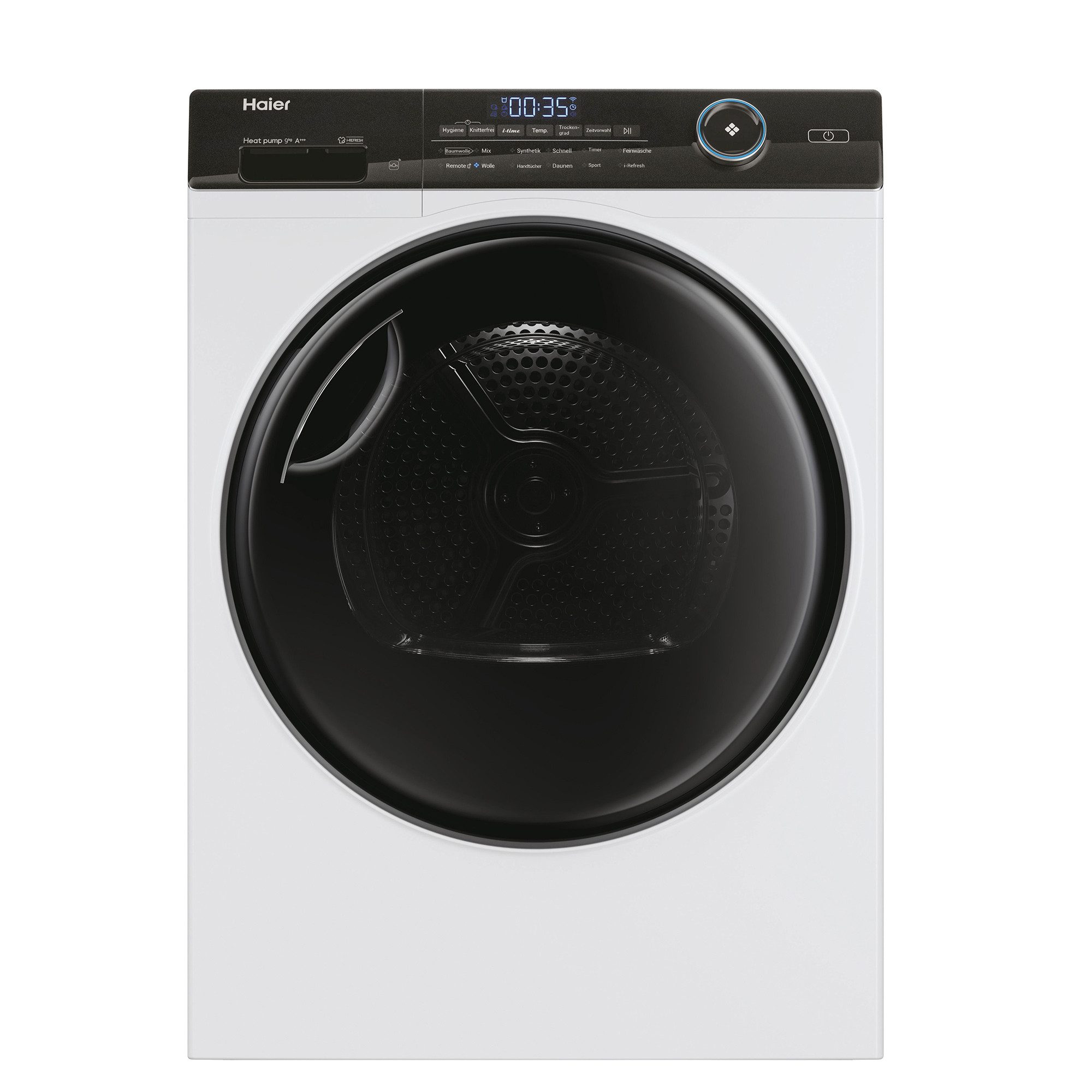 Haier Wärmepumpentrockner HD90-A3TEAM5, Smart hOn App mit künstlicher Intelligenz, Ablaufschlauch